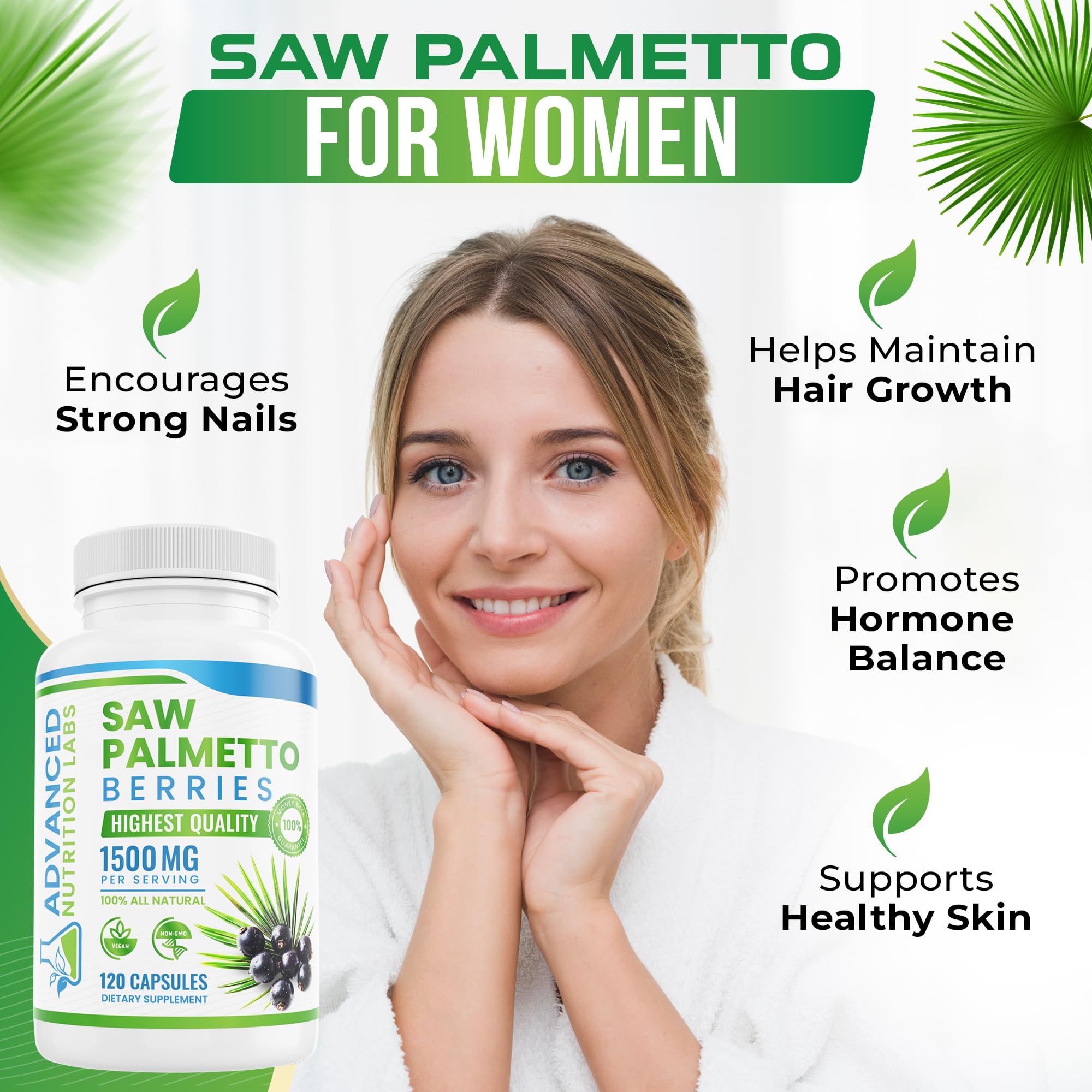 Advanced Nutrition Labs bayas de Saw Palmetto mostrando origen natural
