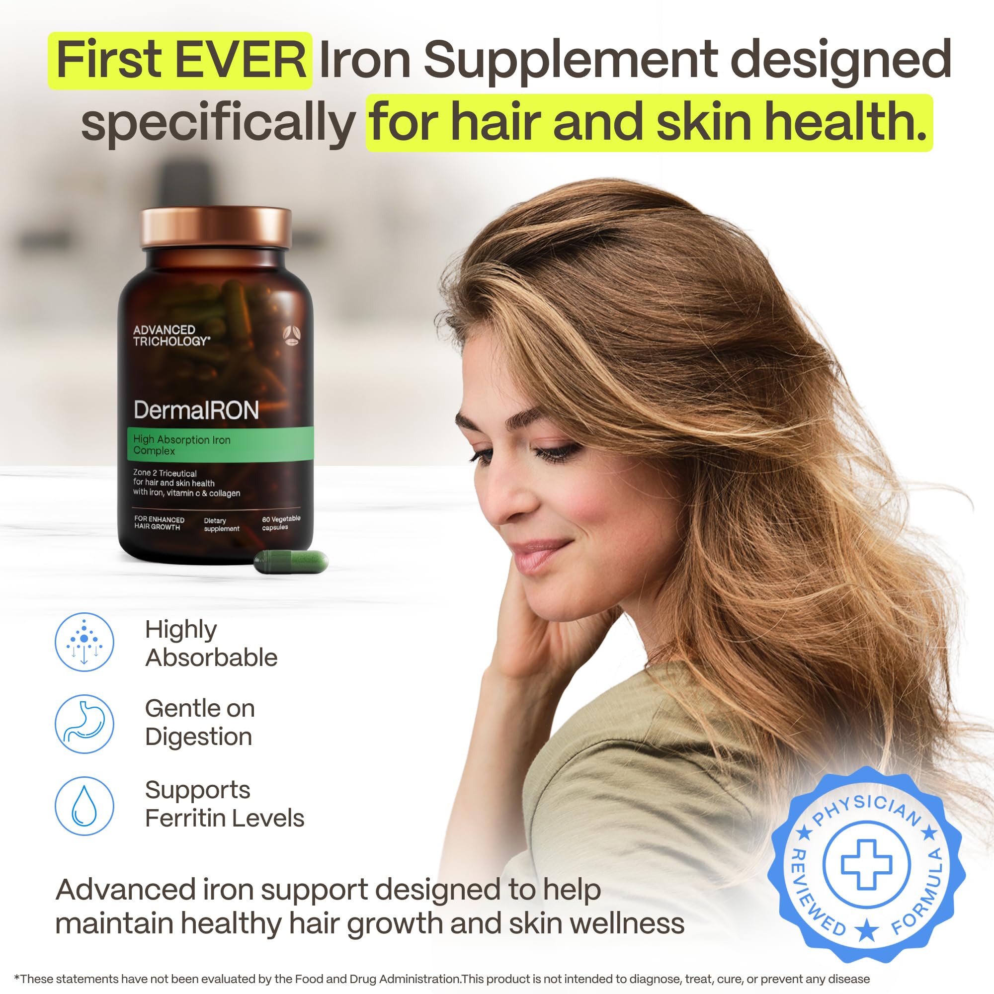 Advanced Trichology DermaIRON etiqueta nutricional y lista de ingredientes