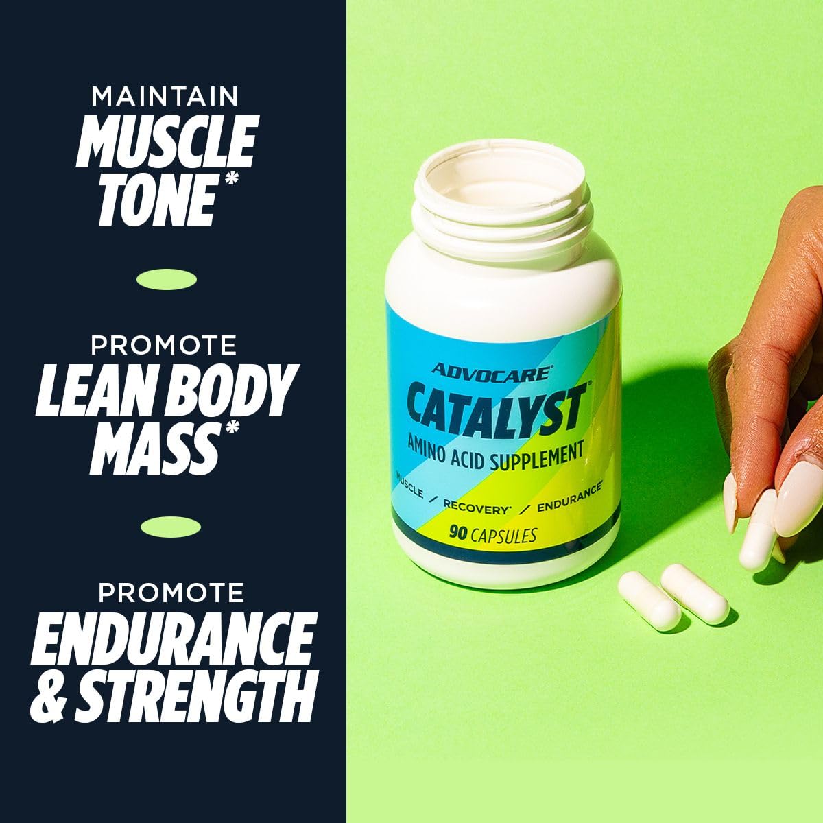 AdvoCare envase abierto con cápsulas visible para visualizar cantidad