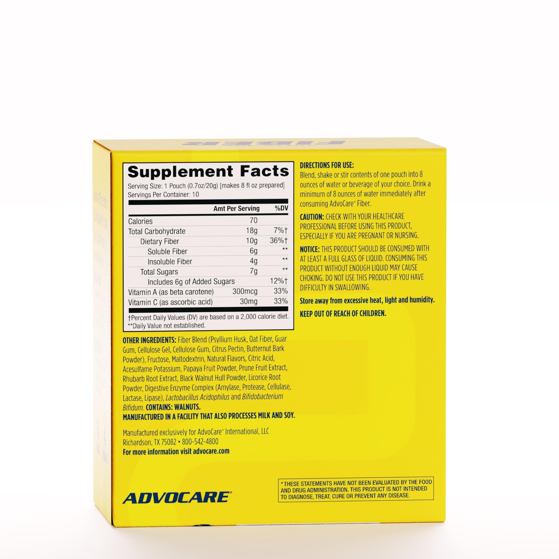 AdvoCare Fiber sobre disuelto en vaso mostrando textura ligera y fácil mezcla