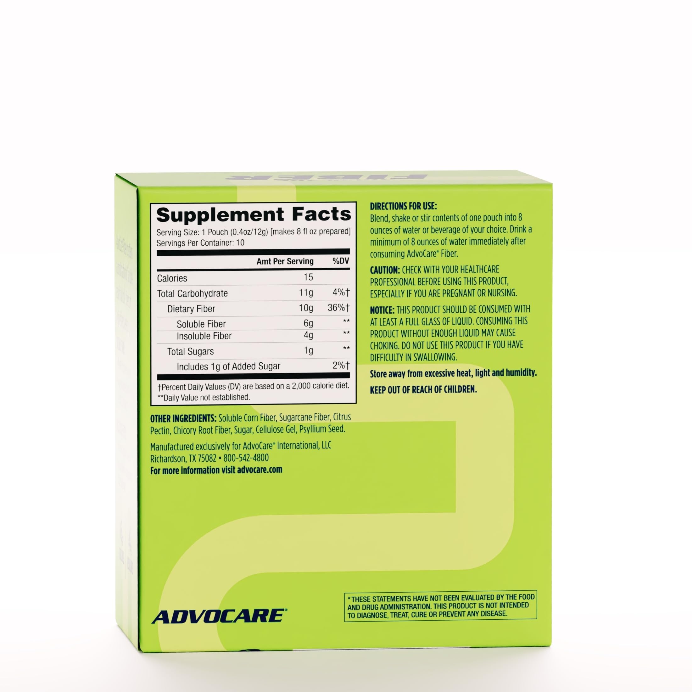 AdvoCare polvo de fibra en primer plano, textura fina y mezcla fácil