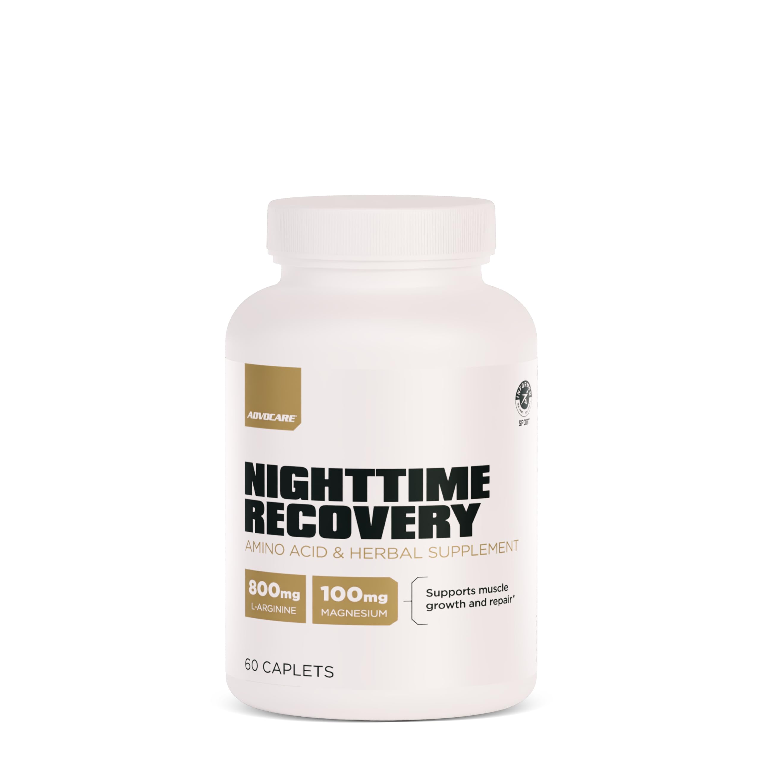 AdvoCare frasco Nighttime Recovery frente mostrando diseño y beneficios