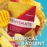 AdvoCare Rehydrate en escenario activo con mochila y botella para recuperación rápida