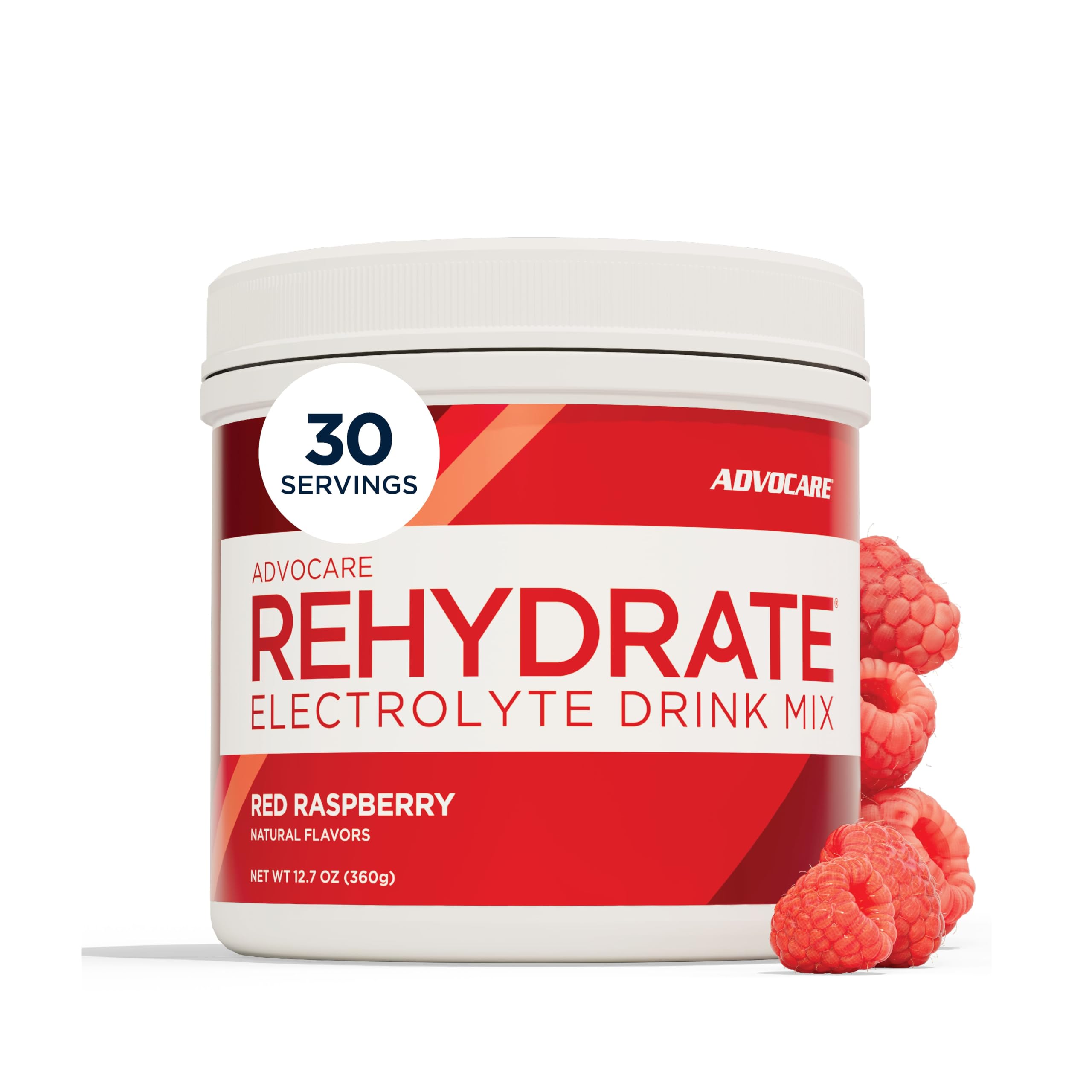 AdvoCare Rehydrate frente del envase mostrando el diseño y tamaño, práctico para hidratación