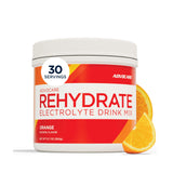 AdvoCare Rehydrate frente del envase mostrando diseño y sabor naranja