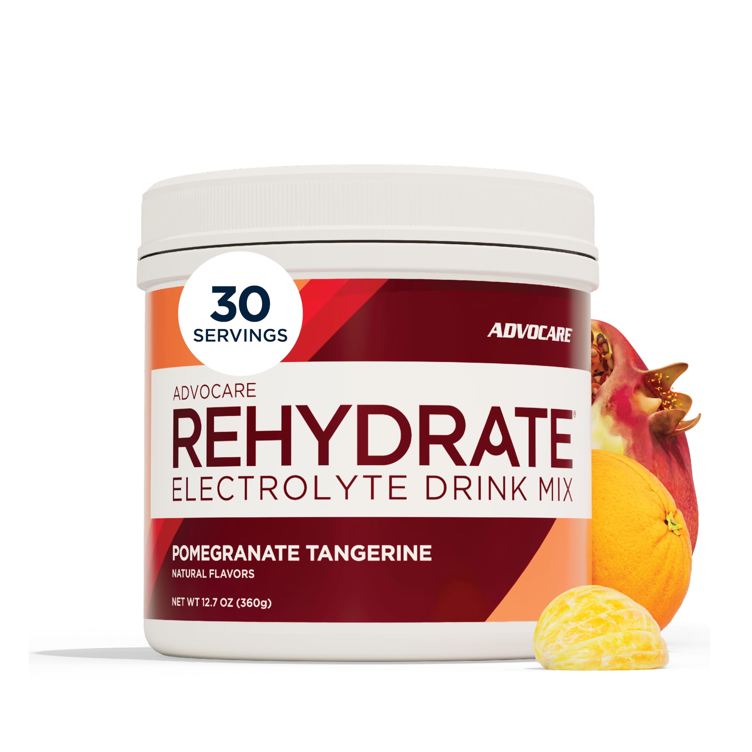 AdvoCare Rehydrate vista frontal del envase, rehidratación práctica