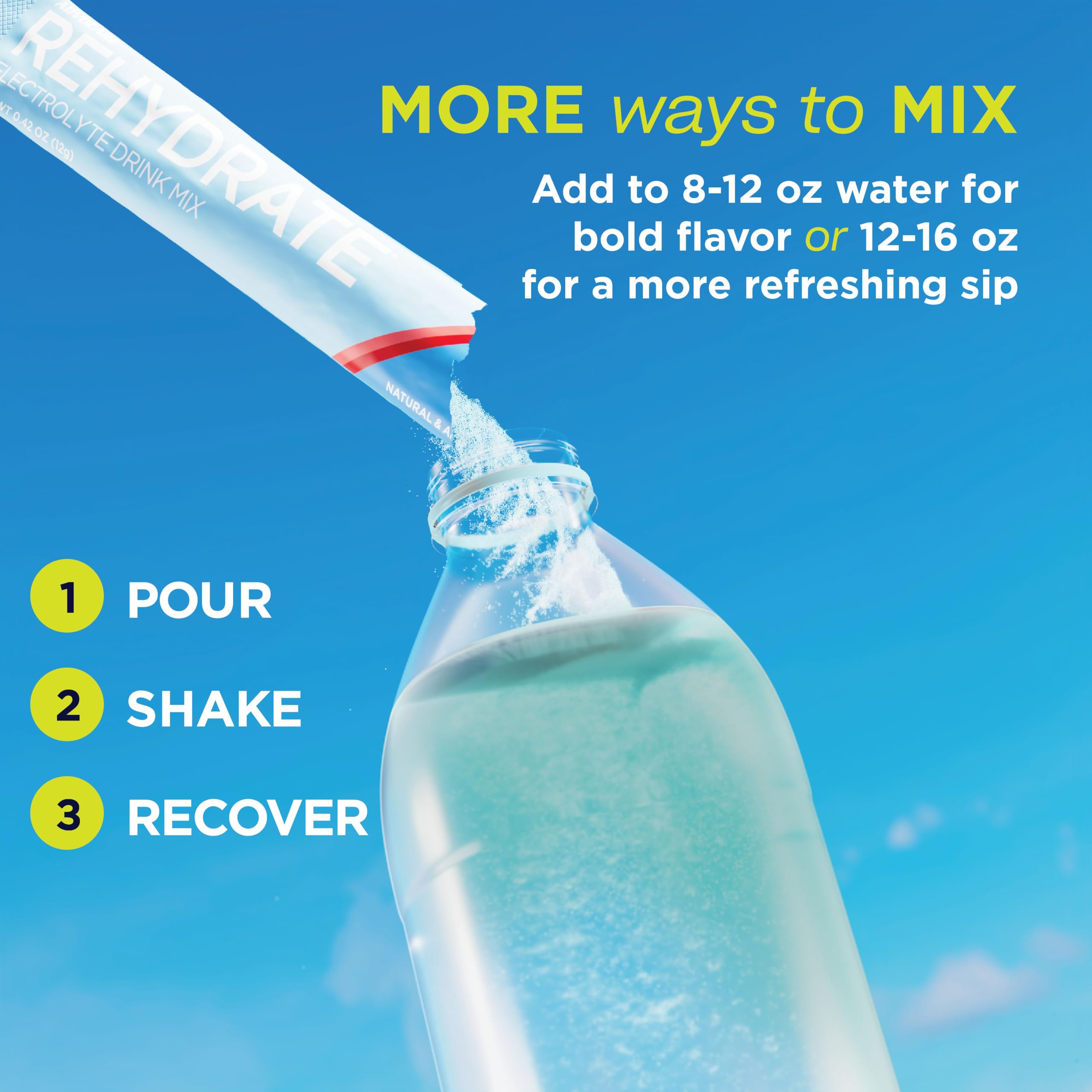 AdvoCare Rehydrate sobre en mano en gimnasio, uso práctico para entrenamientos