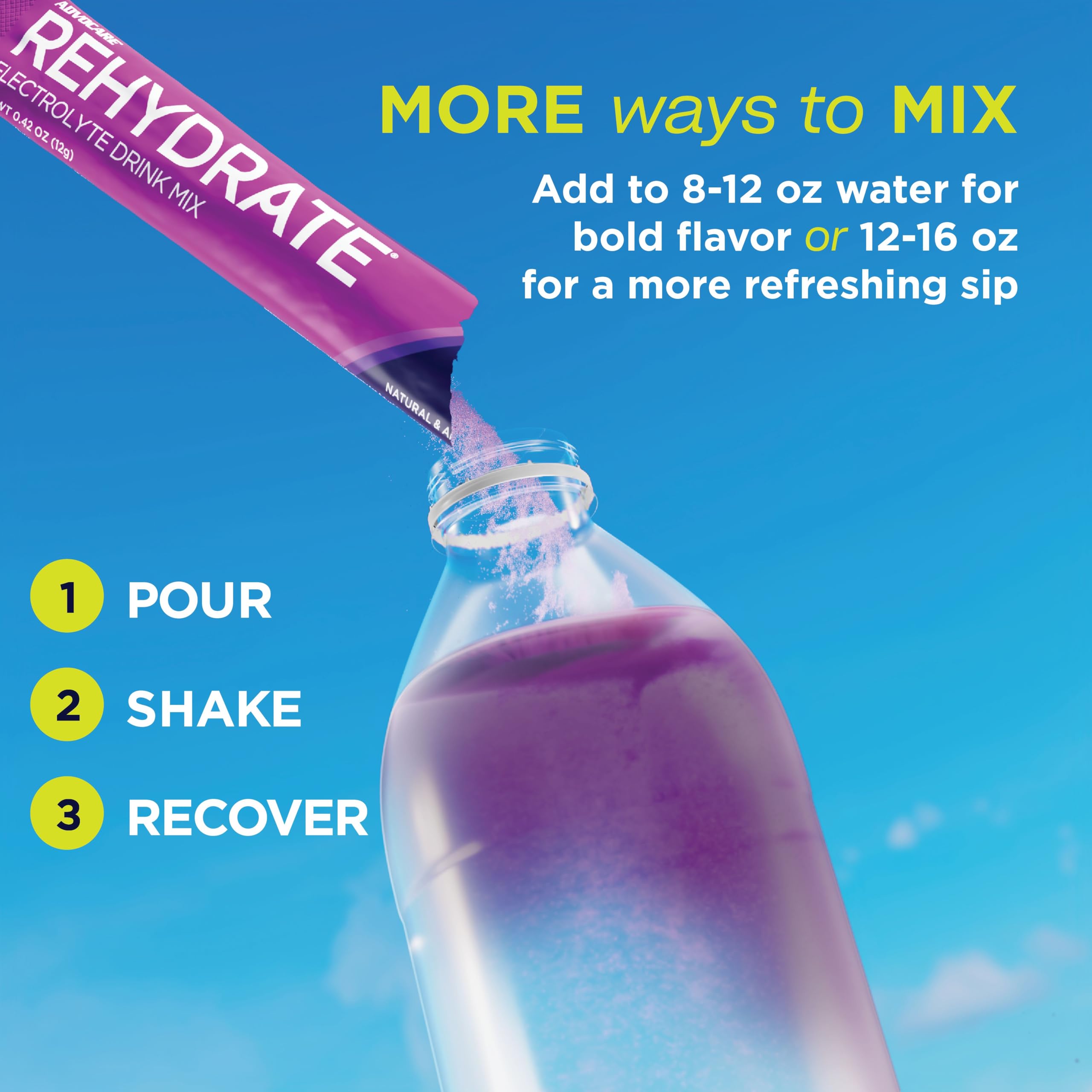 AdvoCare Rehydrate bebida en vaso mezclada lista para beber y rápida reposición