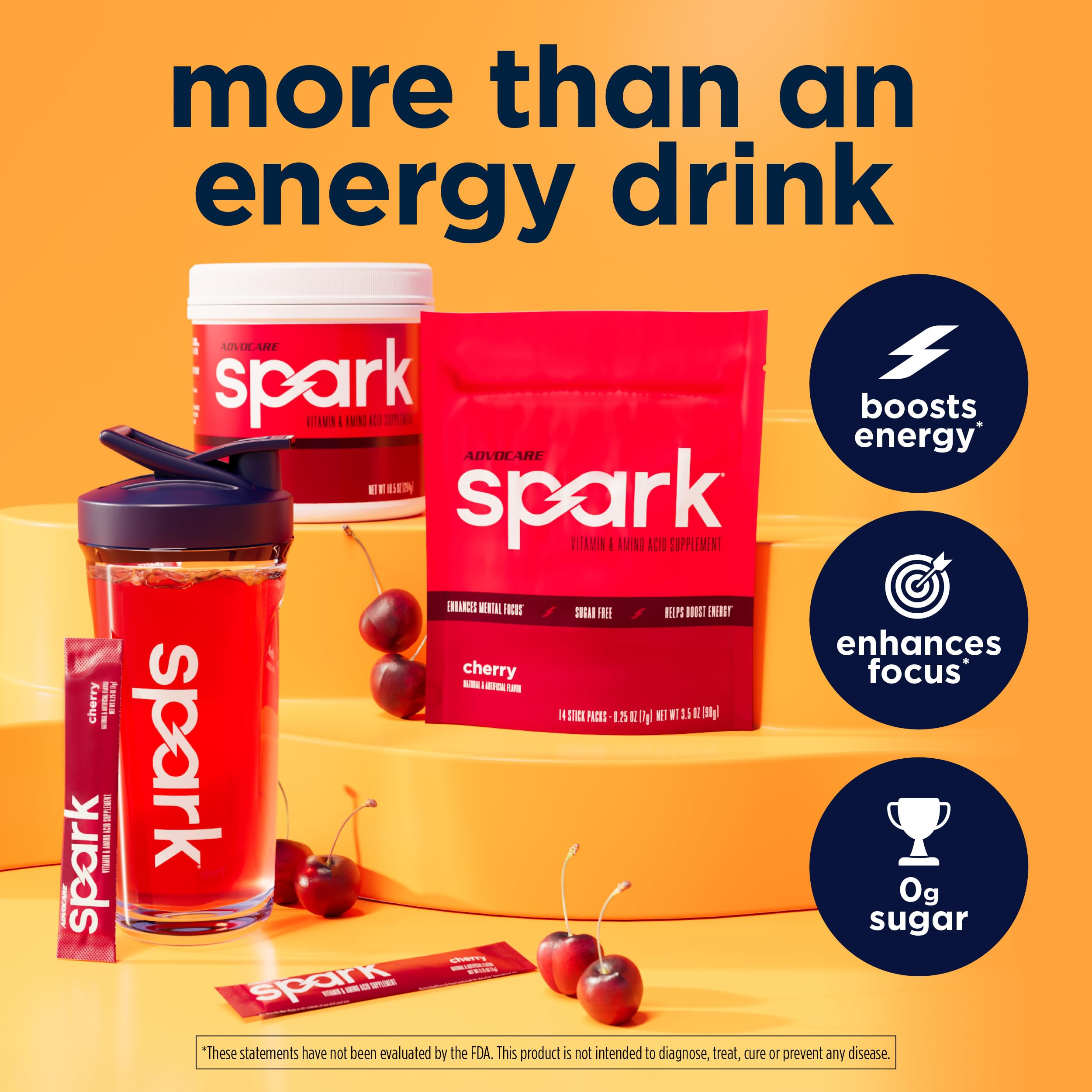 AdvoCare bebida preparándose en vaso, beneficio de energía lista al instante
