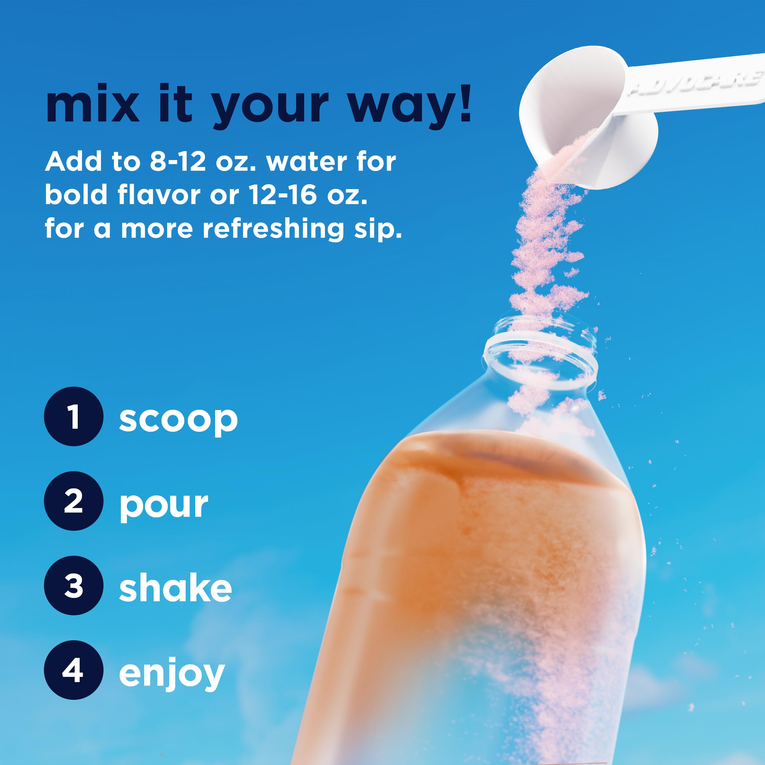 AdvoCare Spark bebida preparada en vaso refrescante para enfoque inmediato