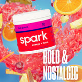 AdvoCare Spark bote abierto con polvo visible, fácil preparación y mezcla