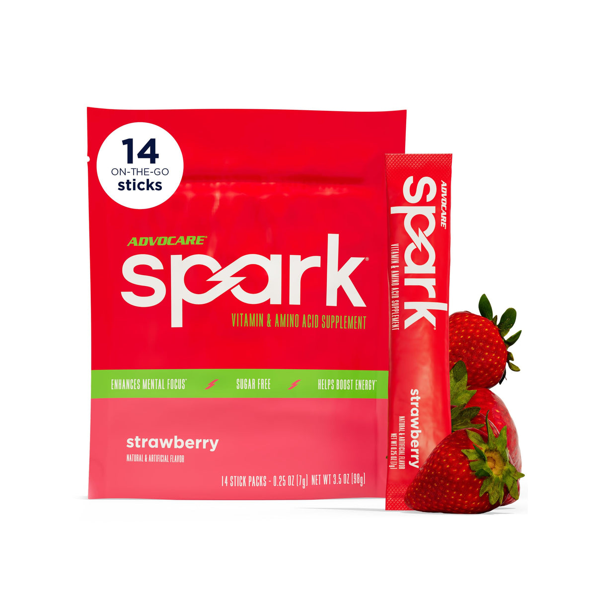 AdvoCare frontal del empaque mostrando 14 sobres y beneficios visibles