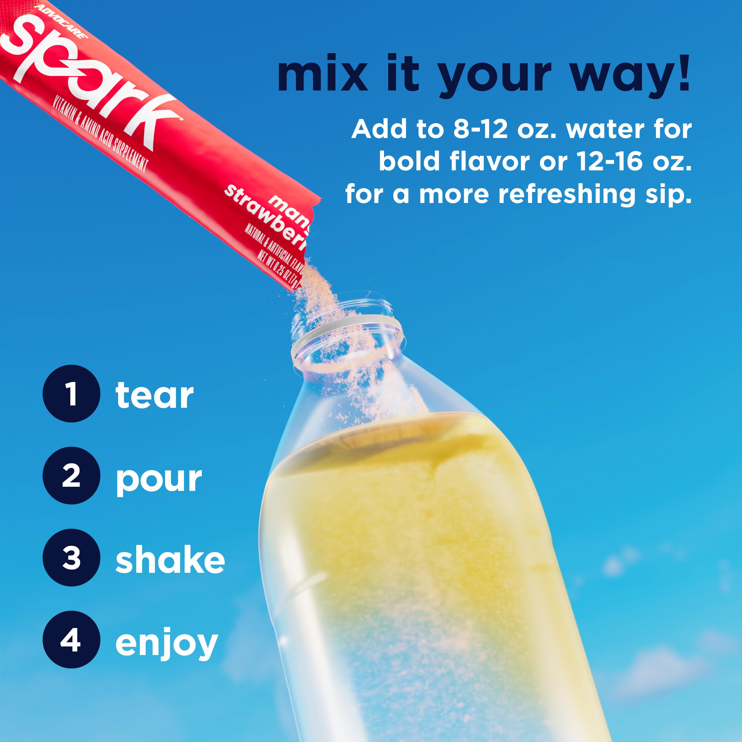 AdvoCare bebida mezclada en vaso lista para beber y refrescar energía