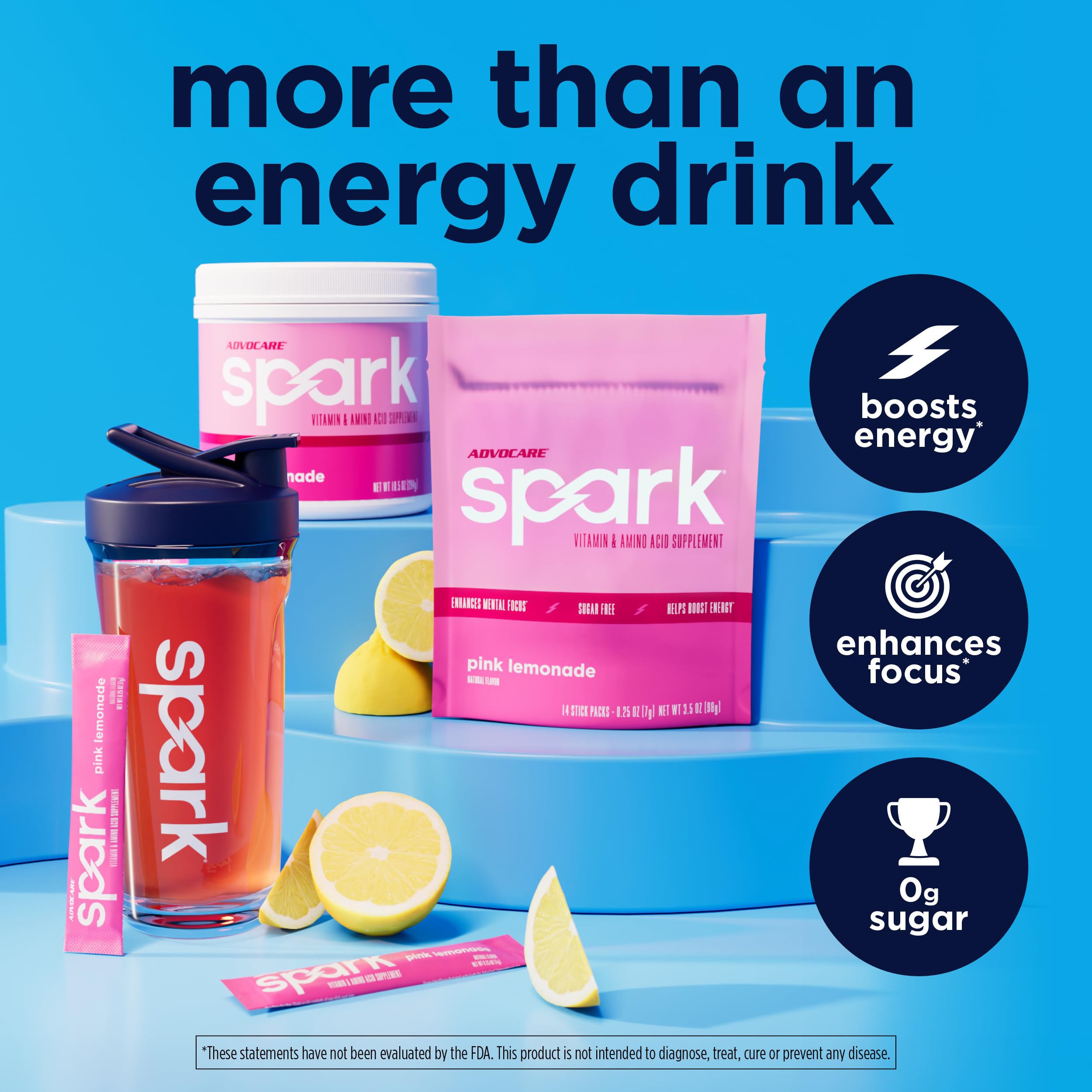 AdvoCare Spark stick disolviéndose en agua mostrando mezcla rápida y energía