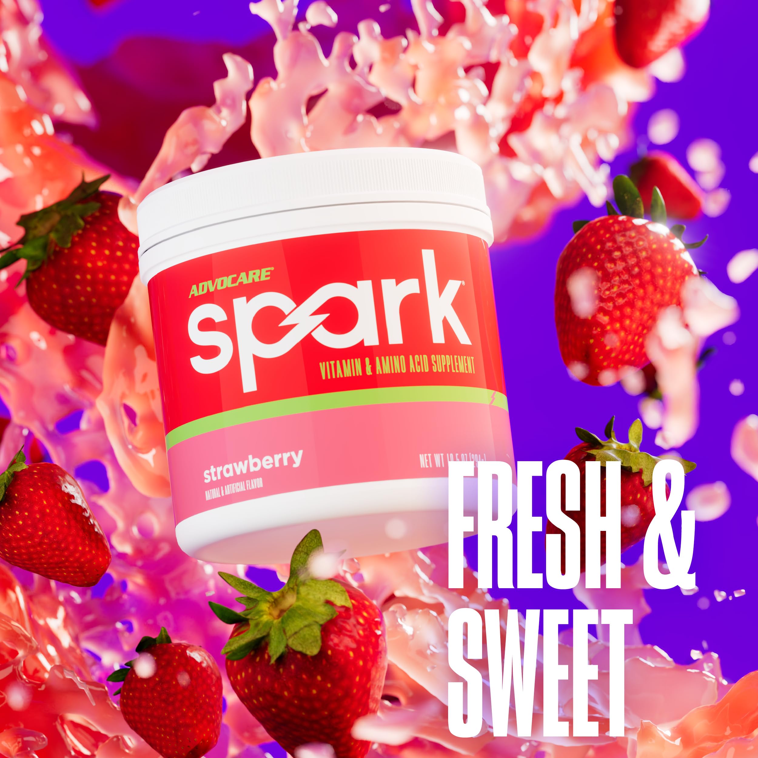 Comparación de tamaño del envase AdvoCare Spark junto a una botella