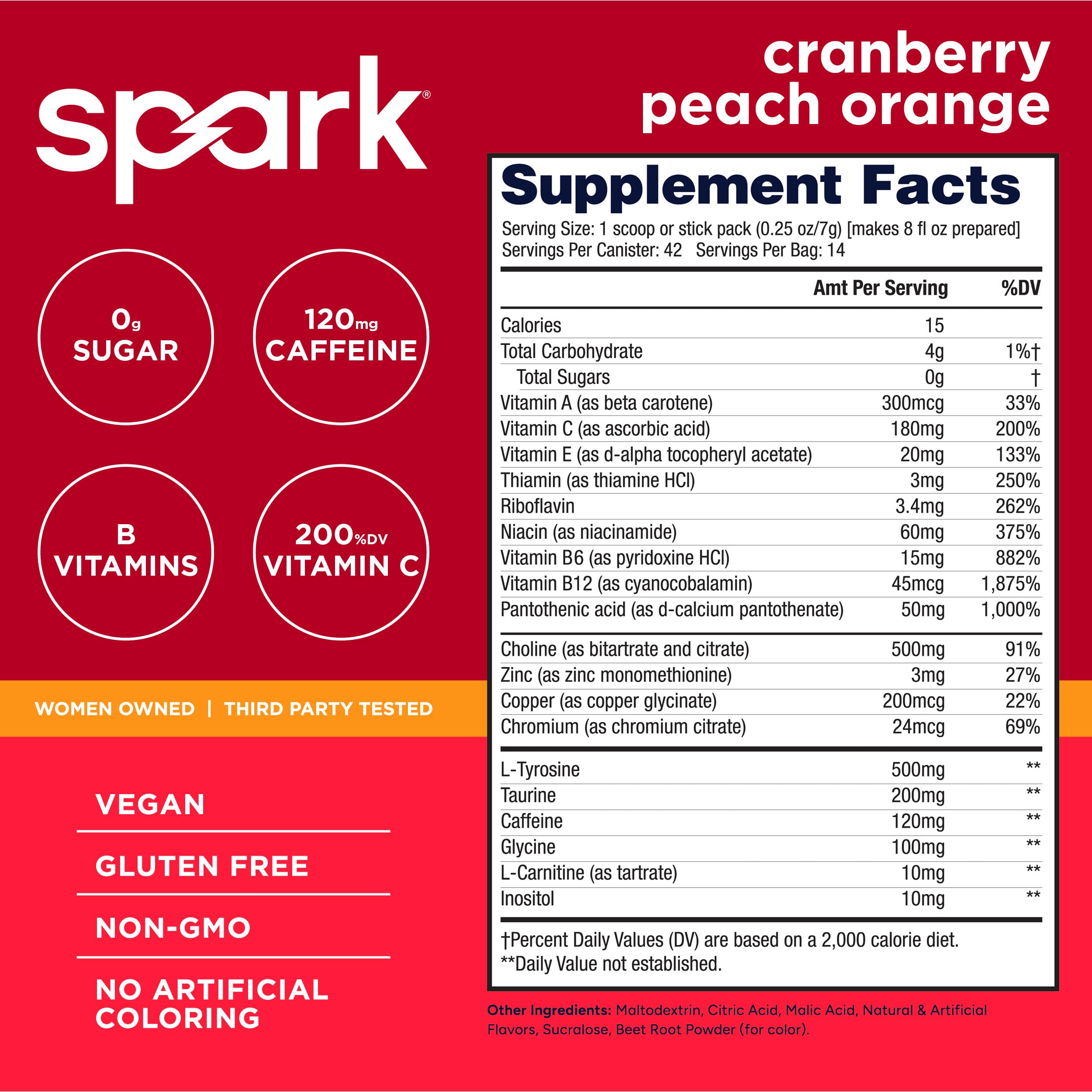 AdvoCare Spark tapa abierta con polvo visible para transporte y conveniencia