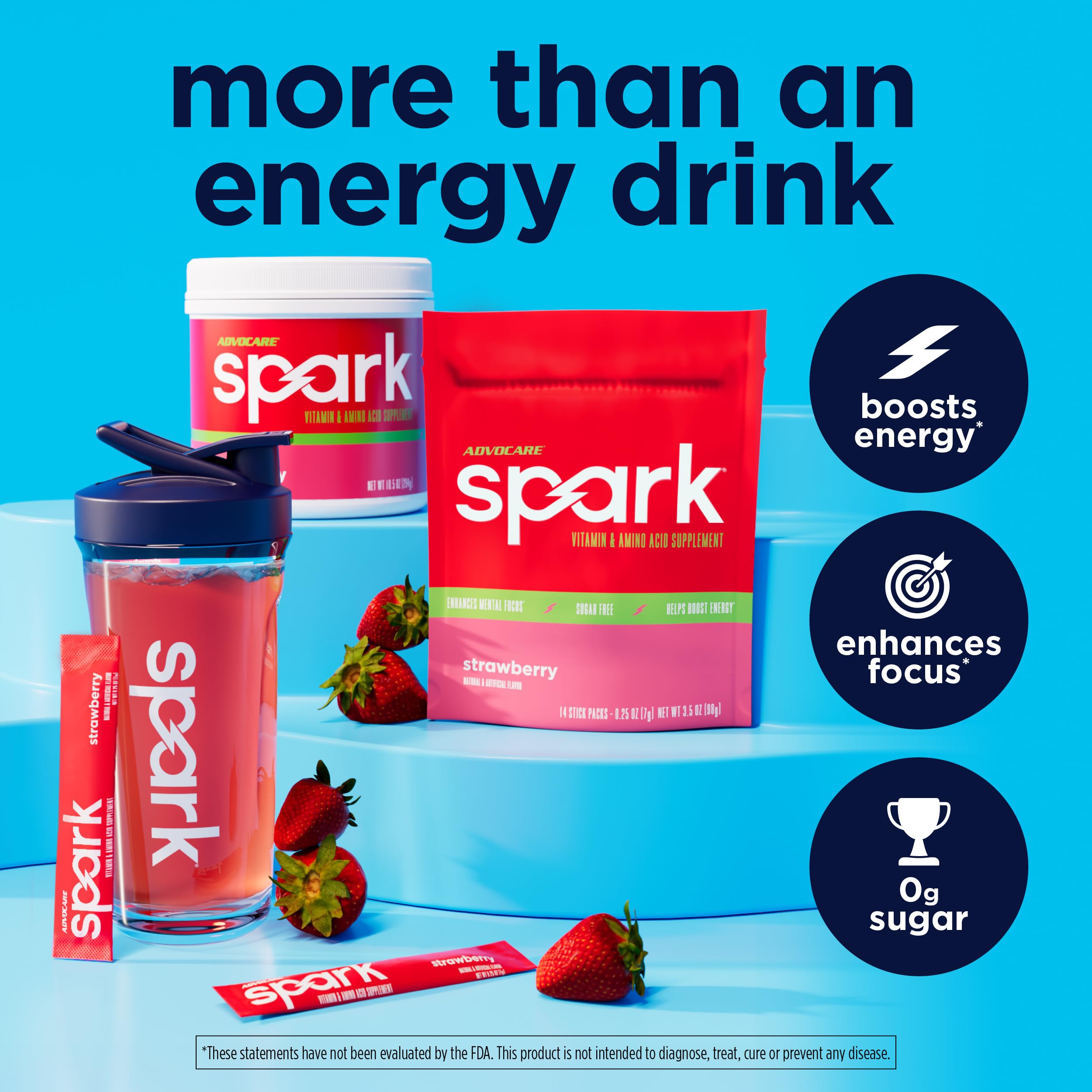 Detalle del polvo AdvoCare Spark fresa mostrando textura fina