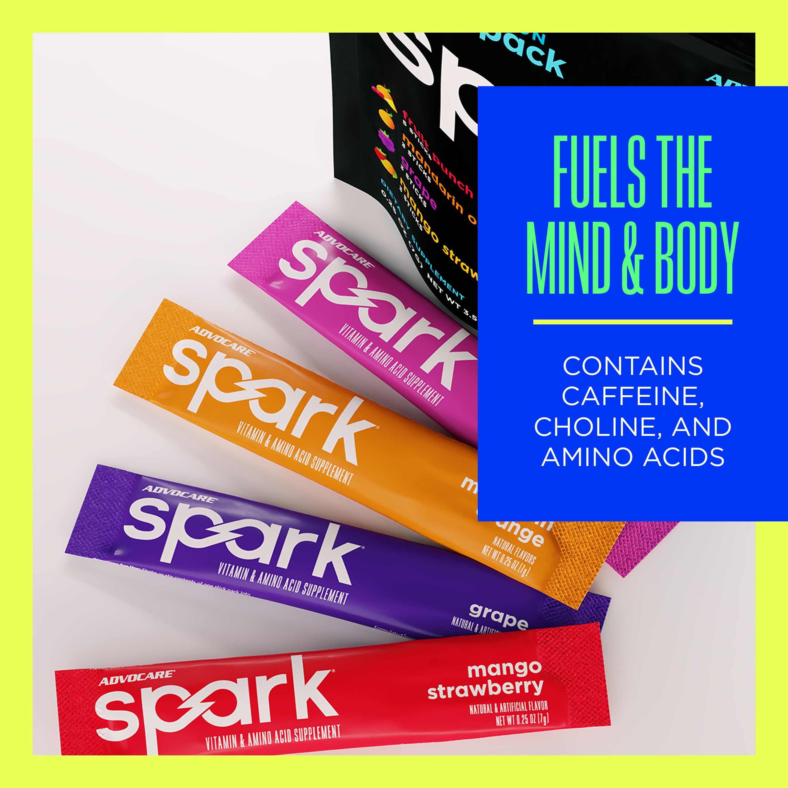AdvoCare Spark vaso en proceso de mezcla; bebida lista para mejorar enfoque