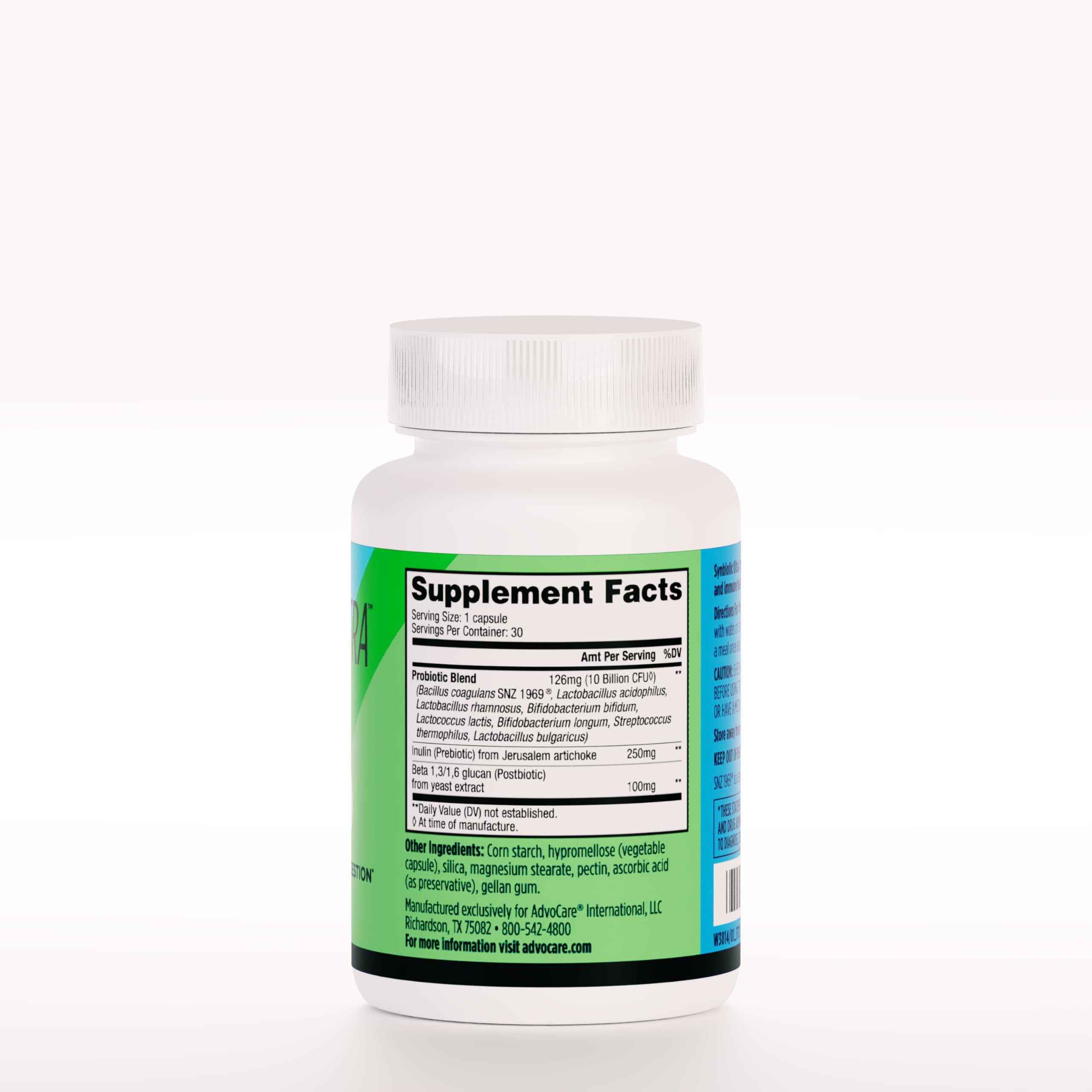 AdvoCare Synbiotic Ultra cápsula en primer plano mostrando textura y protección