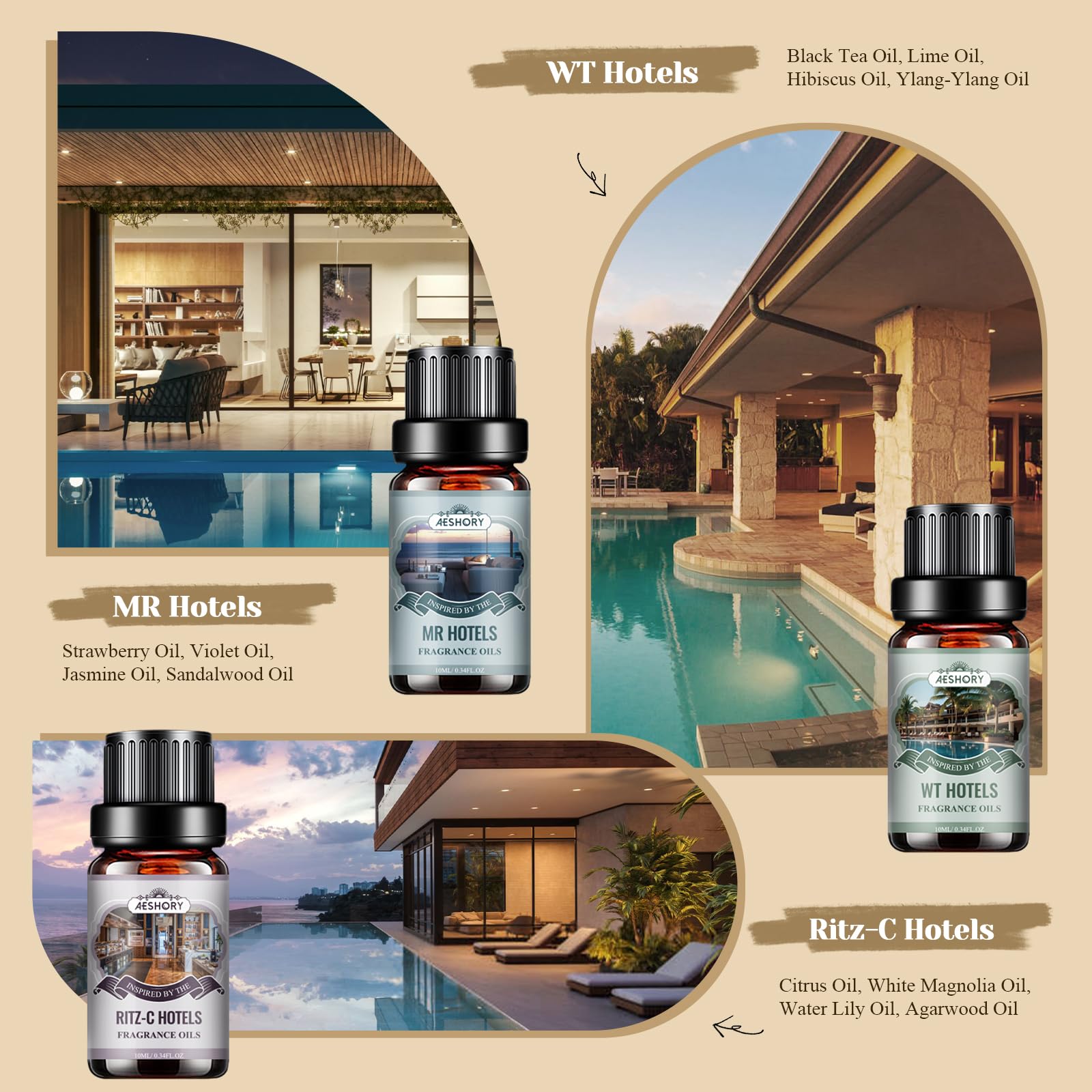 Aeshory aceite en difusor ultrasonido, aromatiza habitaciones con fragancia tipo hotel
