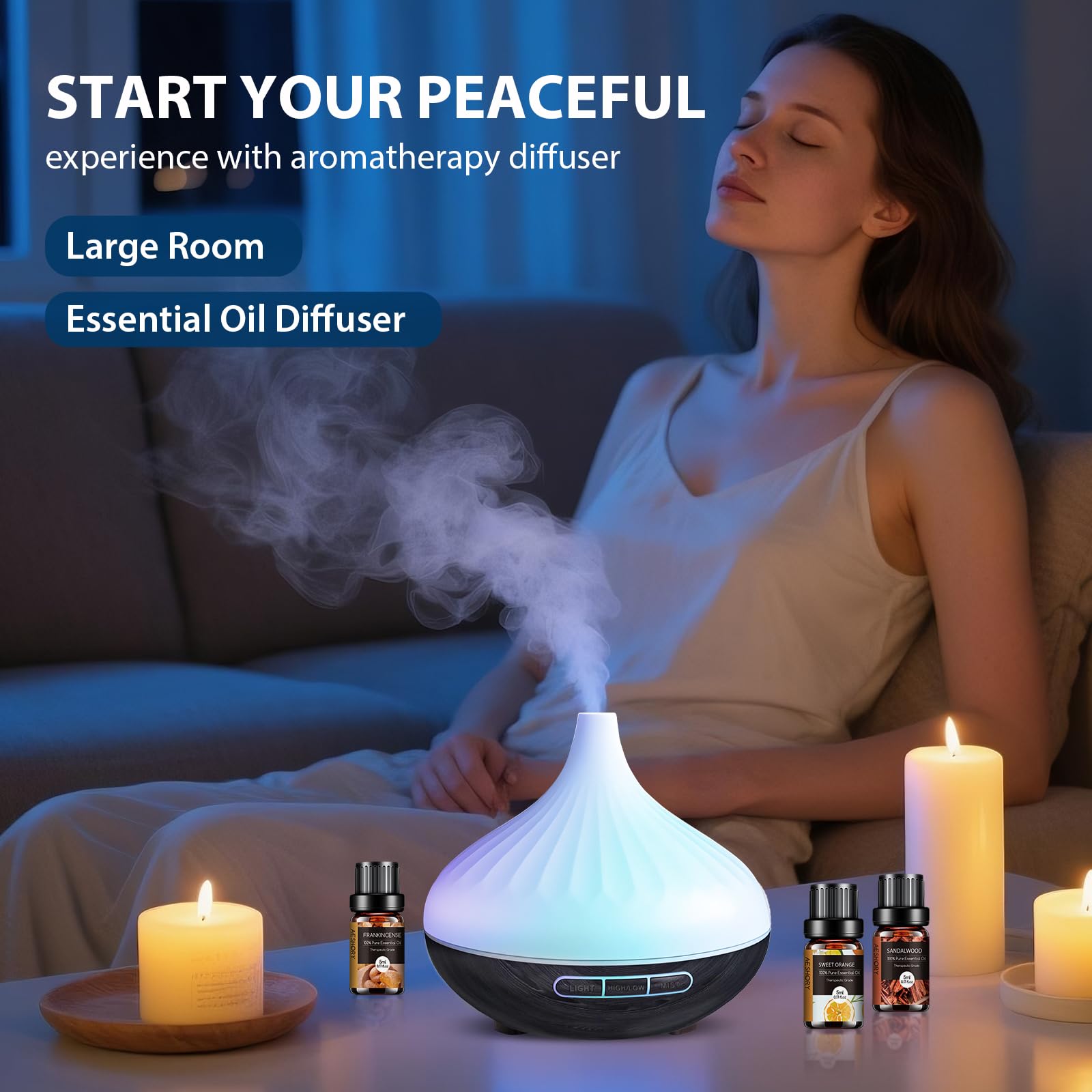 Aeshory luces LED multicolor creando ambiente relajante