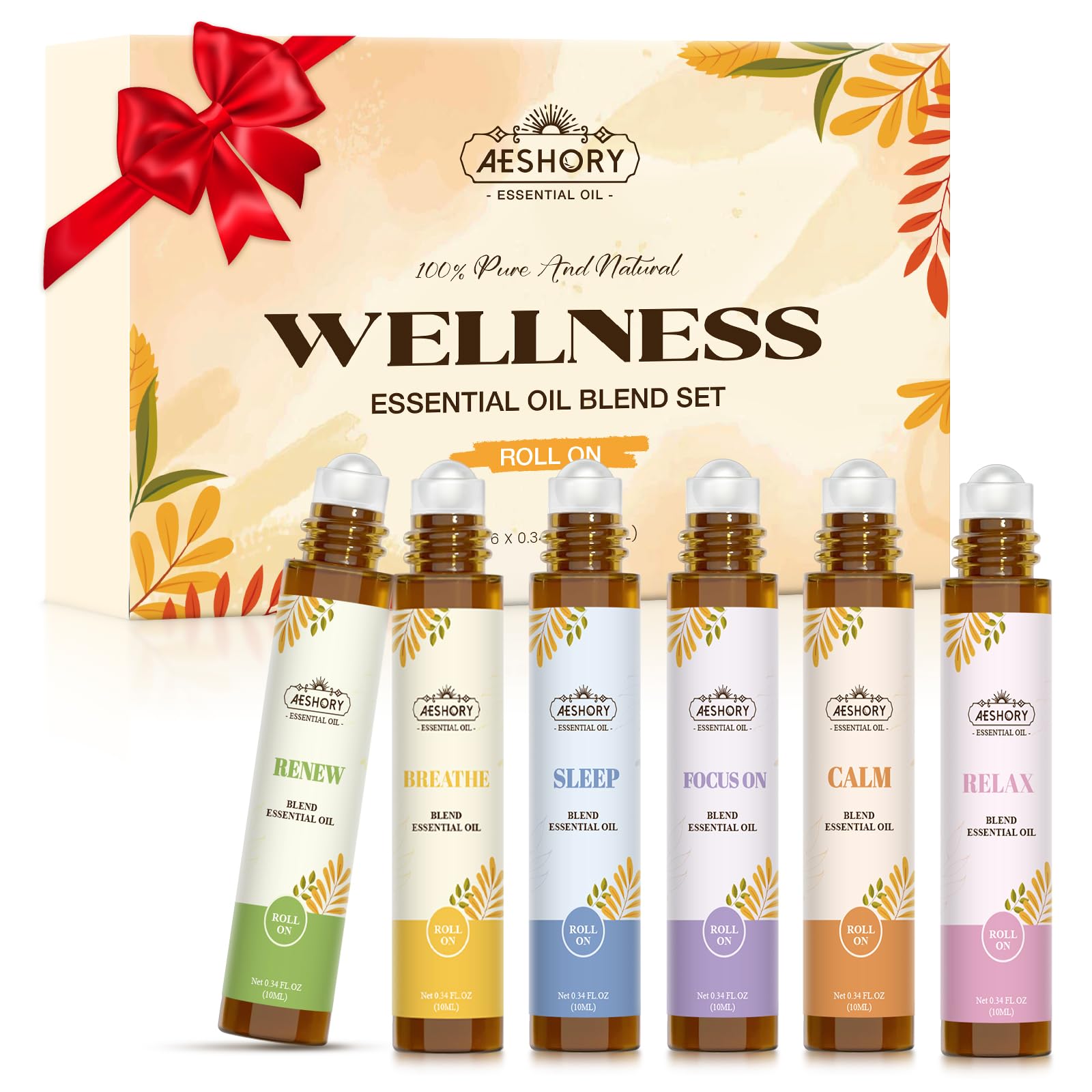 Aeshory set frontal con seis roll‑on, perfecto regalo de aromaterapia portátil