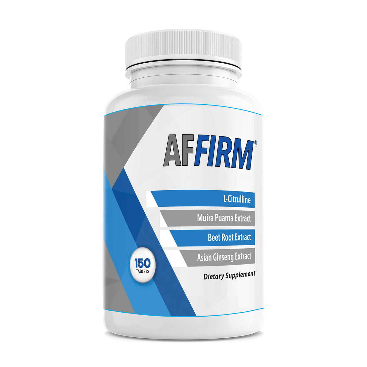 Affirm frasco delantero con etiqueta visible y beneficio de dosificación clara
