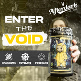 AfterDark INHUMAN mezclado en vaso con agua mostrando mezcla clara y rápida disolución