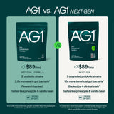 AG1 etiqueta de ingredientes resaltando calidad y transparencia