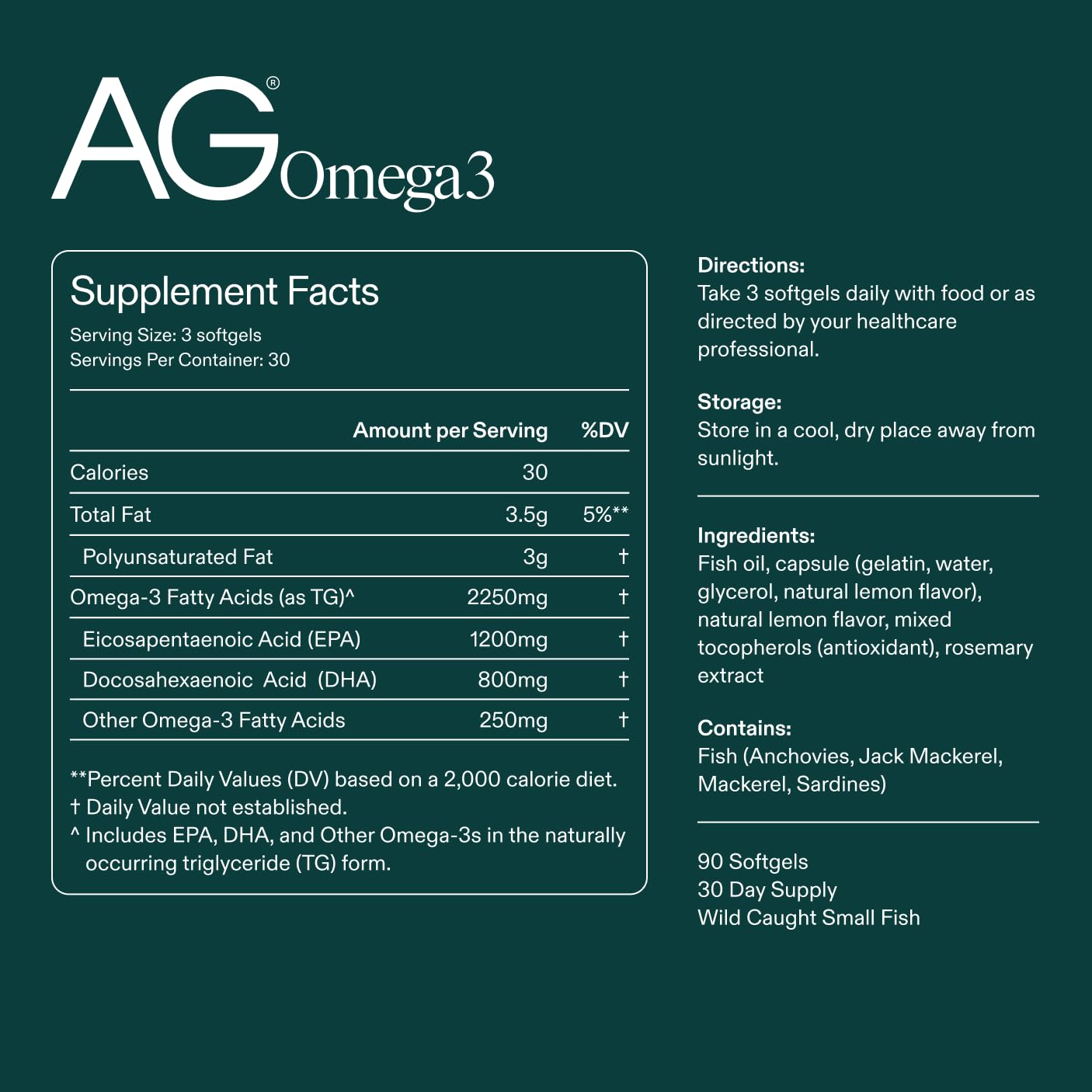 AG1 etiqueta de ingredientes con datos de EPA y DHA visibles