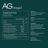 AG1 etiqueta de ingredientes con datos de EPA y DHA visibles
