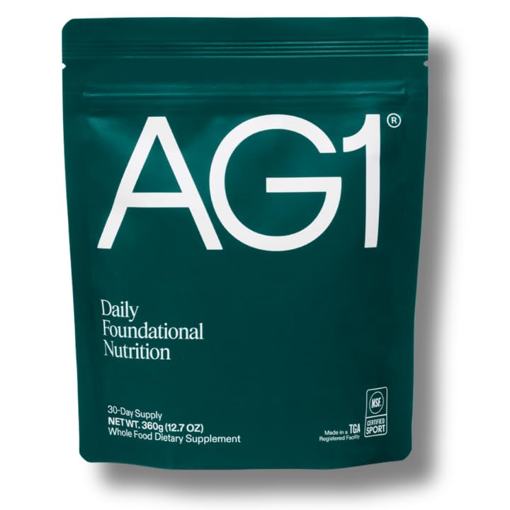 AG1 refill pouch frontal mostrando empaque y fácil reposición