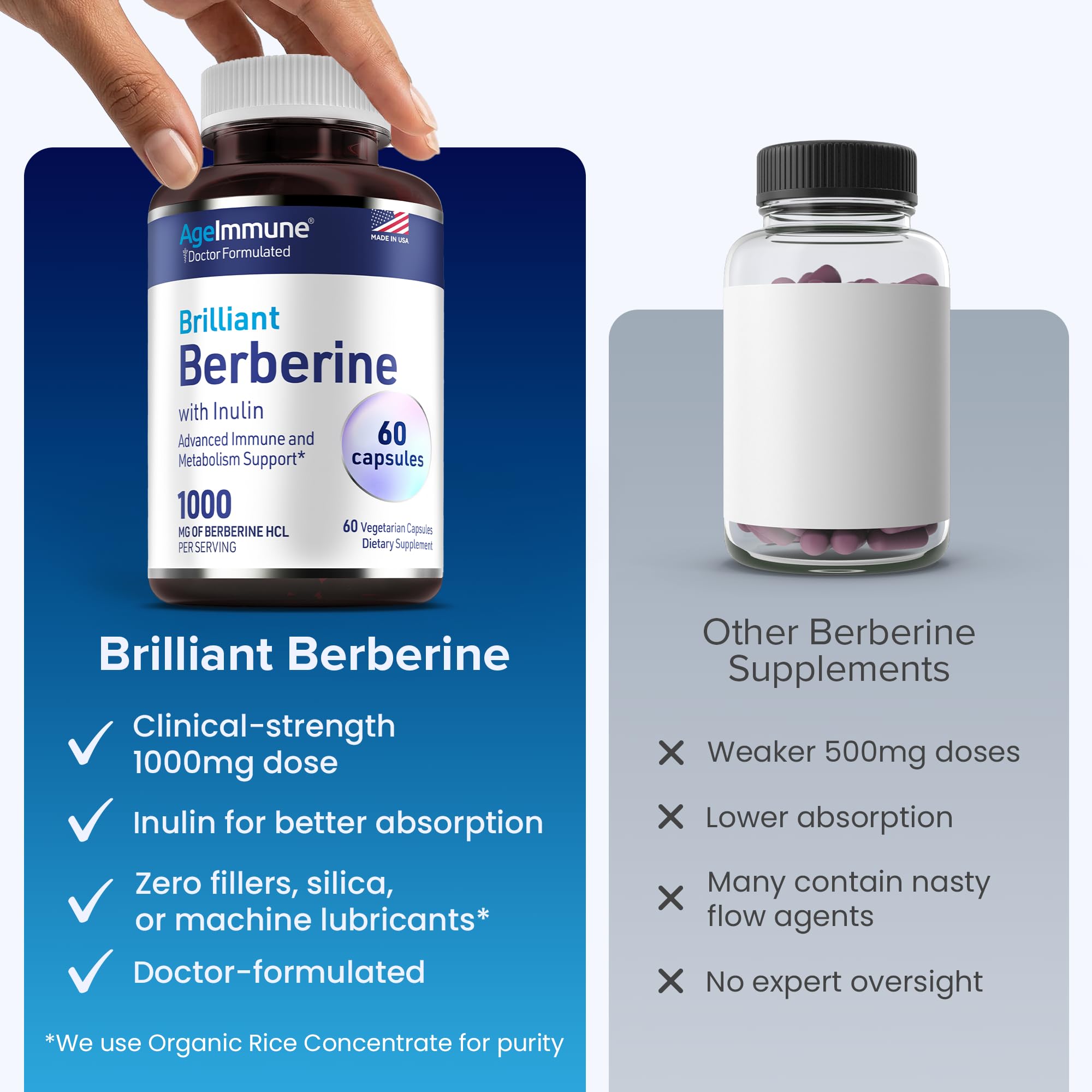 AgeImmune etiqueta con ingredientes y certificaciones visibles