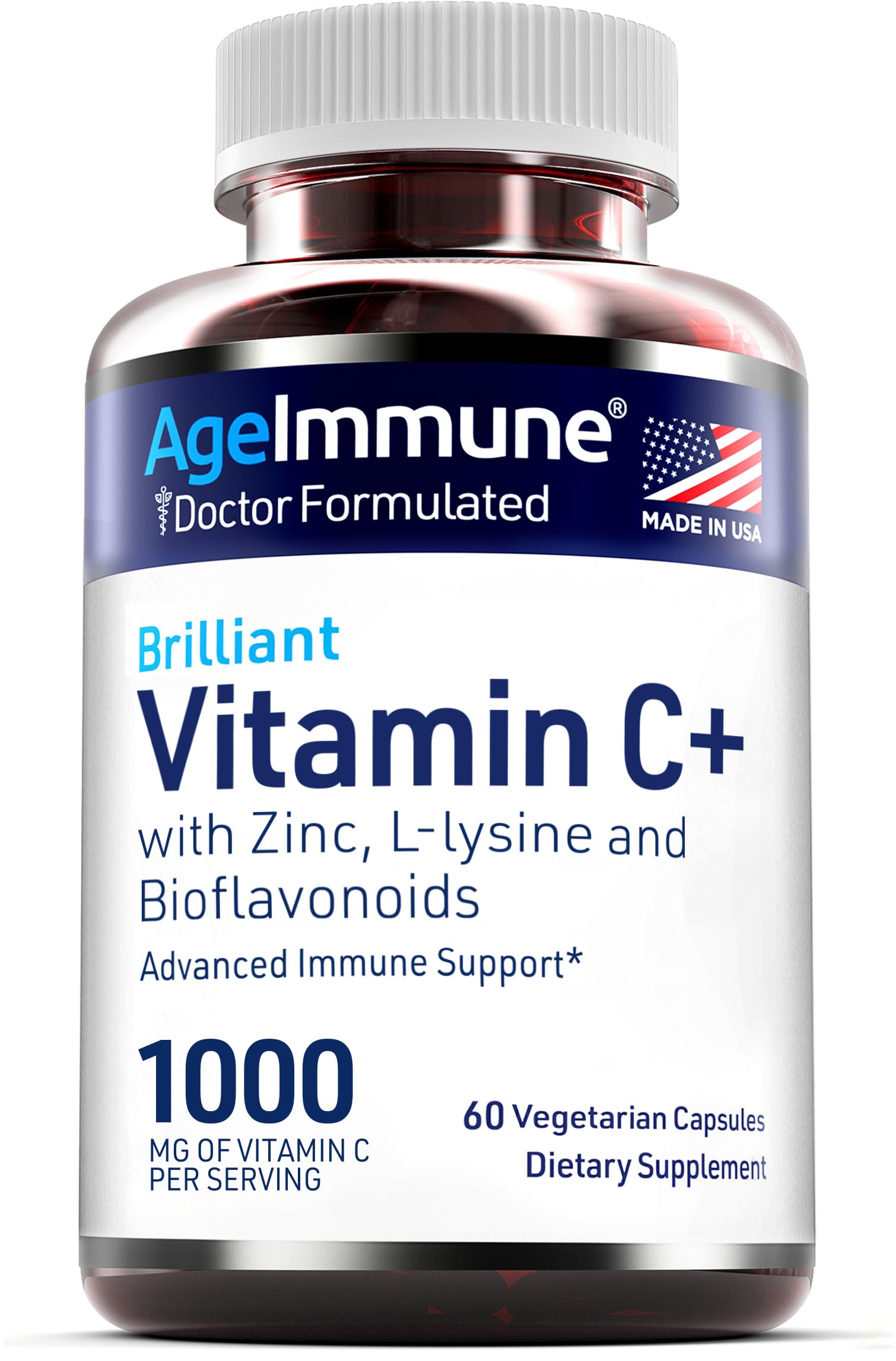 AgeImmune botella en estante con luz natural para impresionar calidad y origen