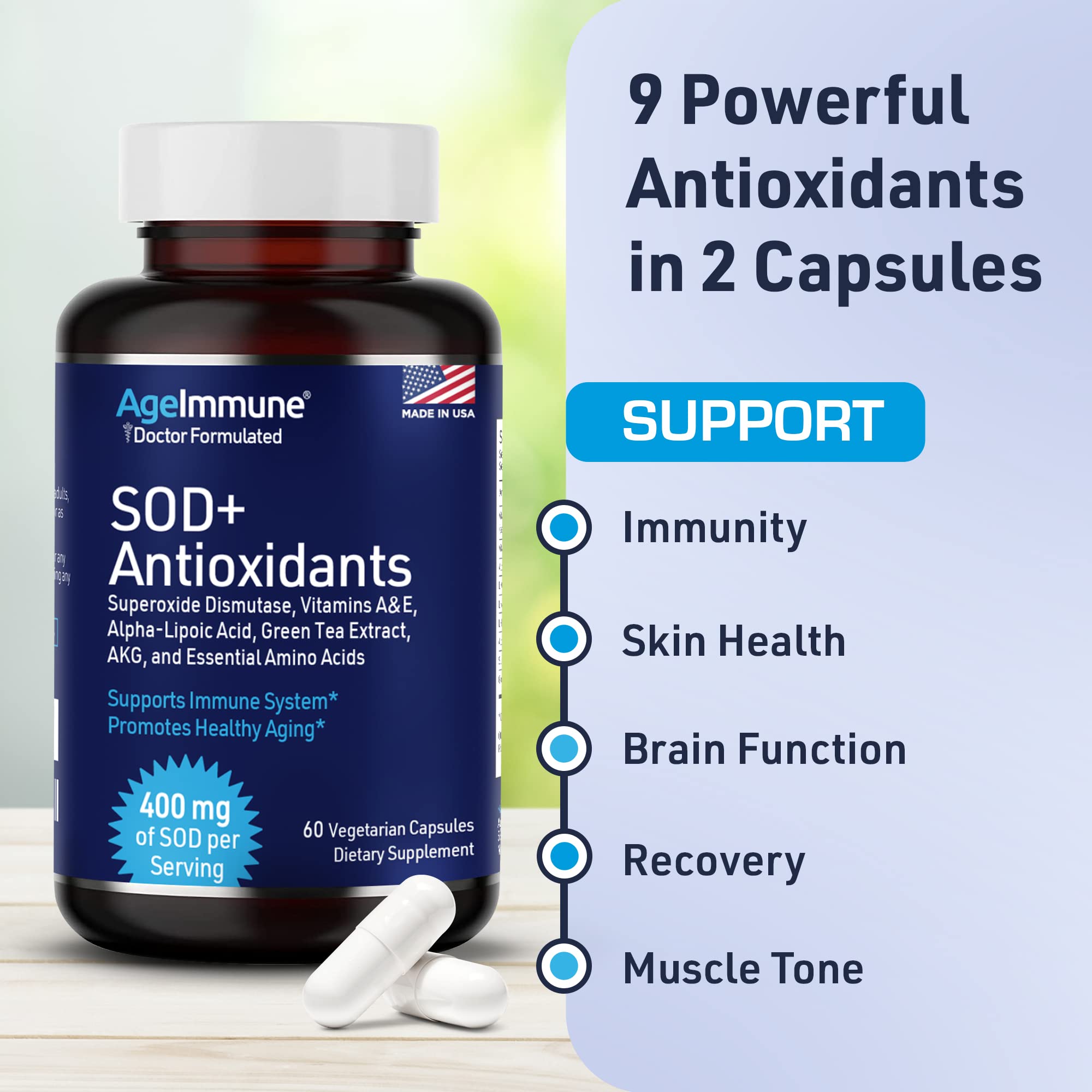 AgeImmune etiqueta nutricional con ingredientes clave y transparencia