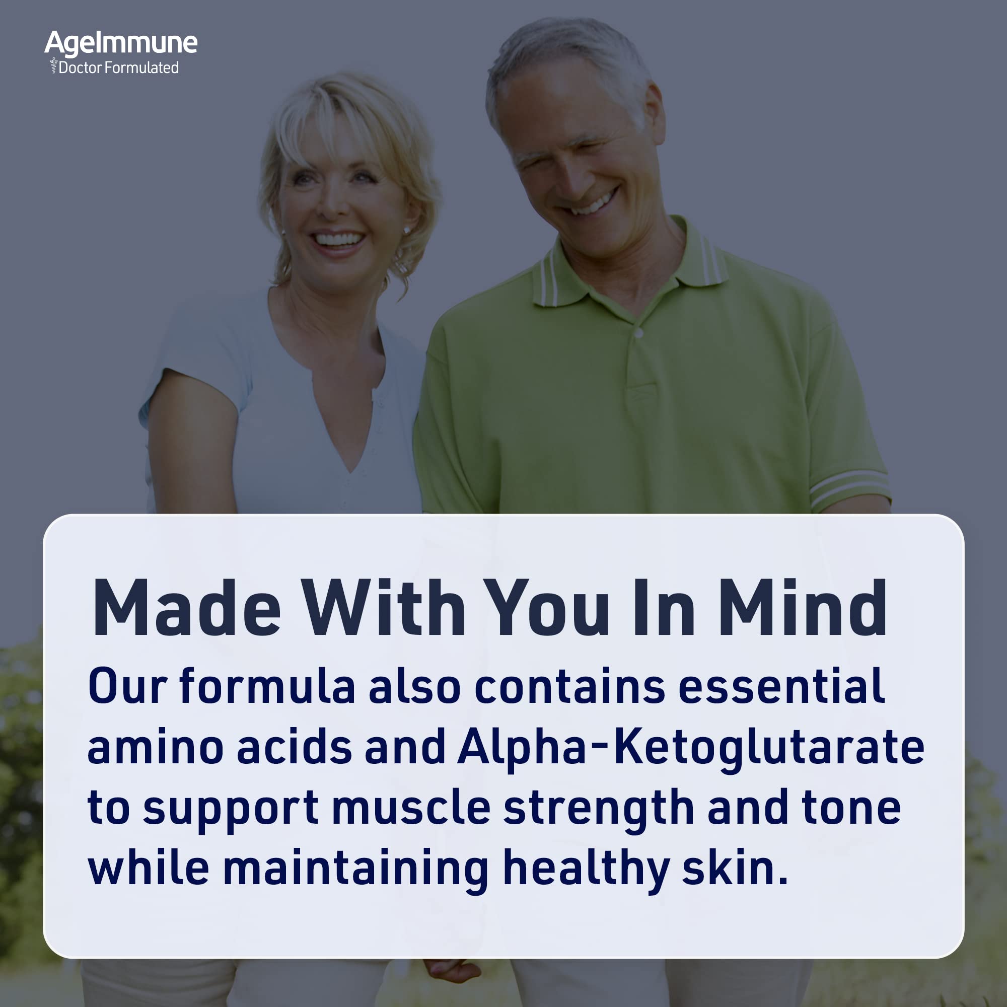 AgeImmune suplemento junto a verduras sugiriendo complemento dietético
