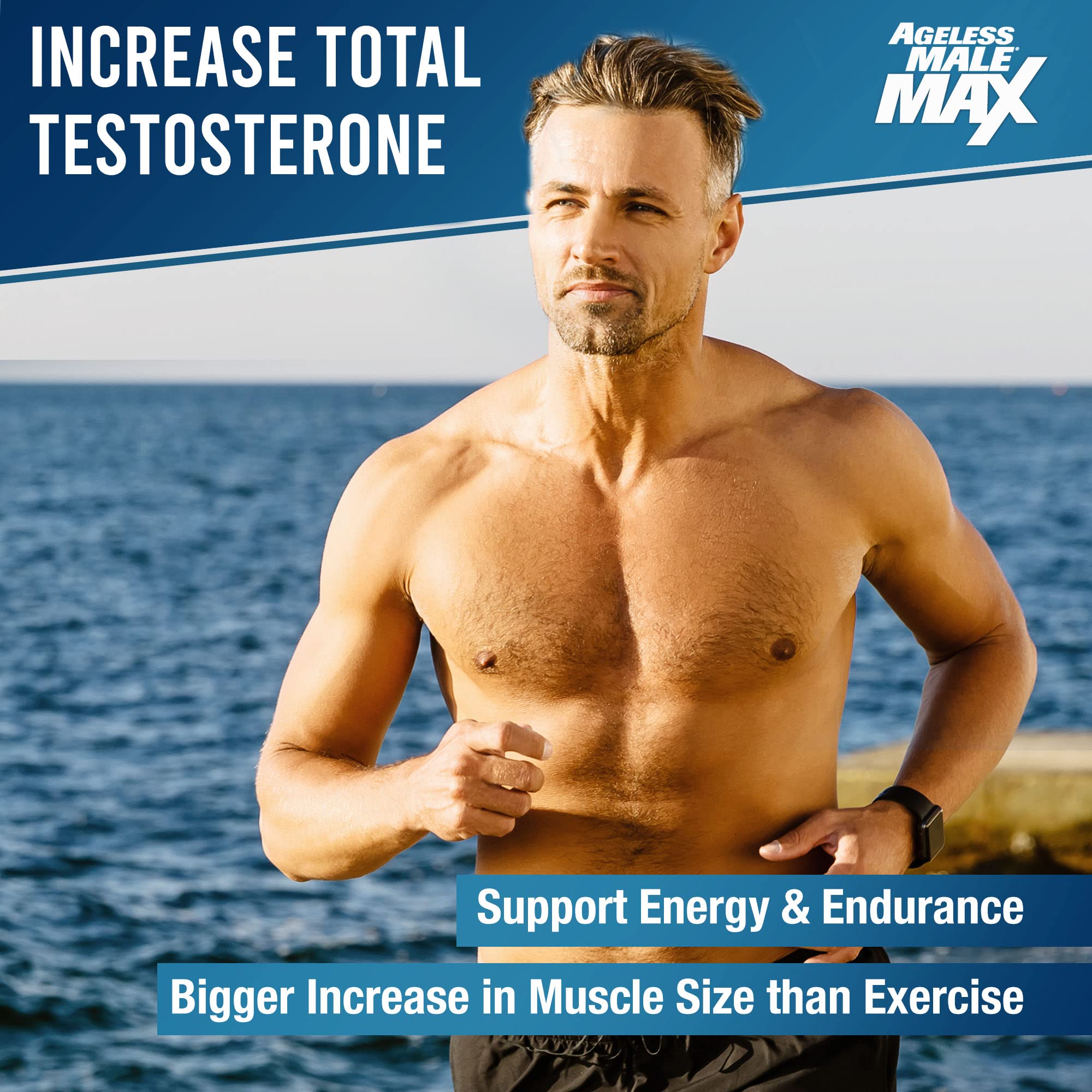 Ageless Male primer plano de caplet destacando calidad y fácil ingestión