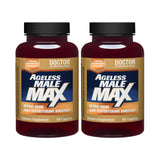 Ageless Male frontal del empaque mostrando 120 caplets y beneficio de apoyo hormonal