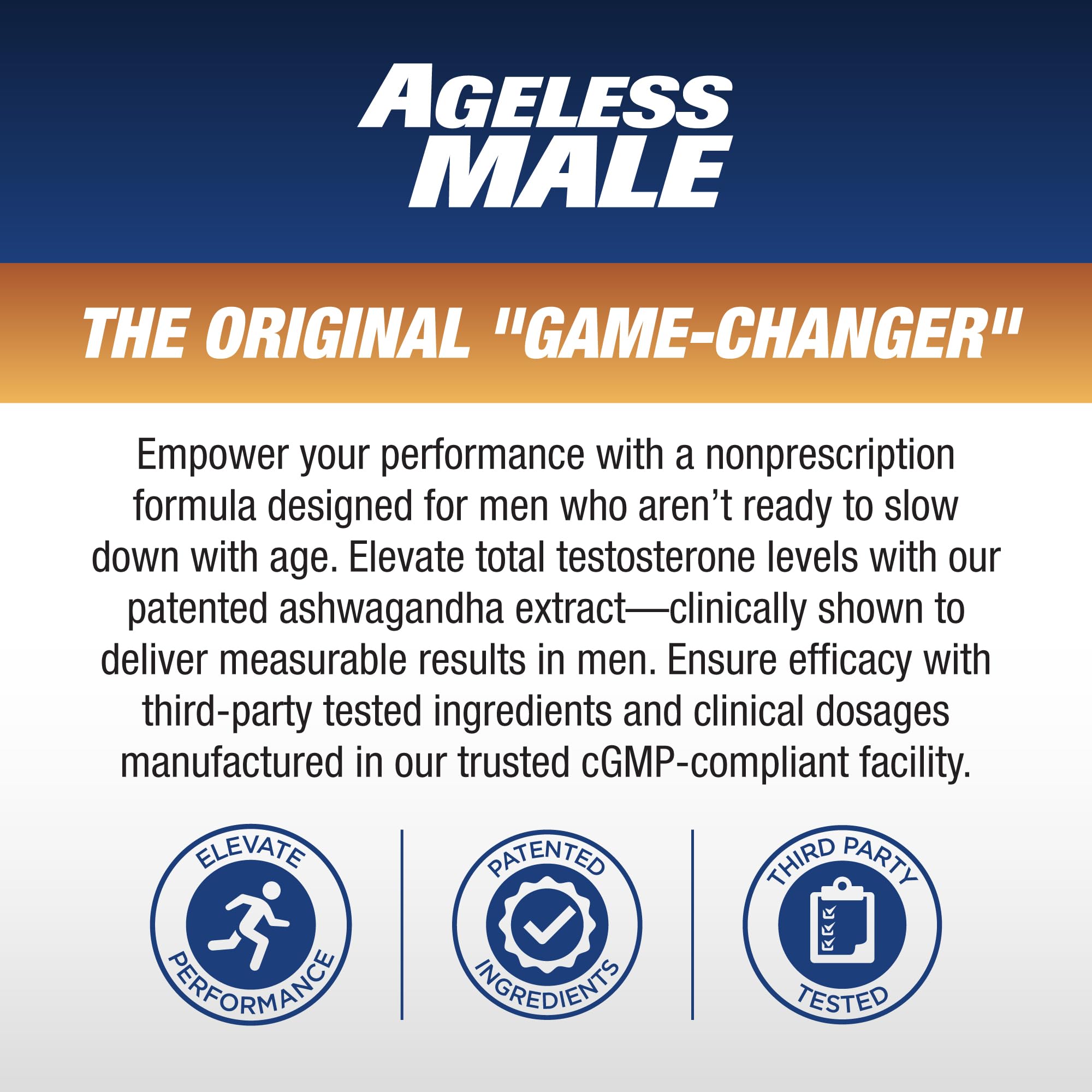 Ageless Male caplet junto a regla para escala y control de dosificación