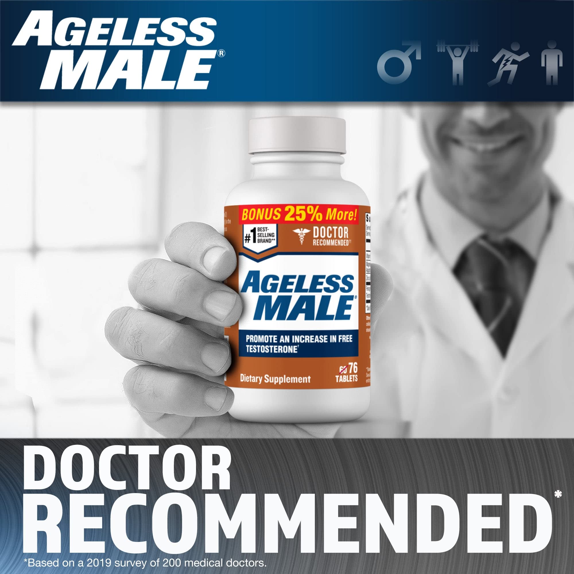 Ageless Male tabletas en mano para evidenciar dosis y facilidad de uso