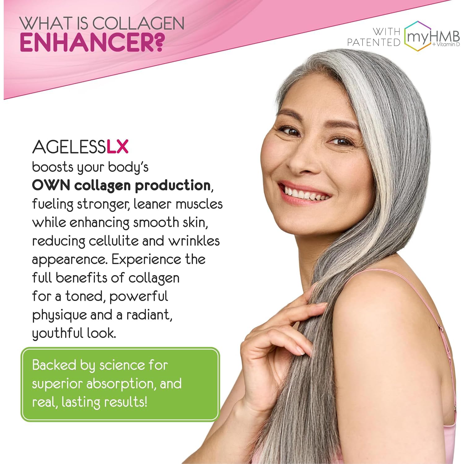 AgelessLX mujer activa bebiendo batido tras entrenamiento, apoyo muscular