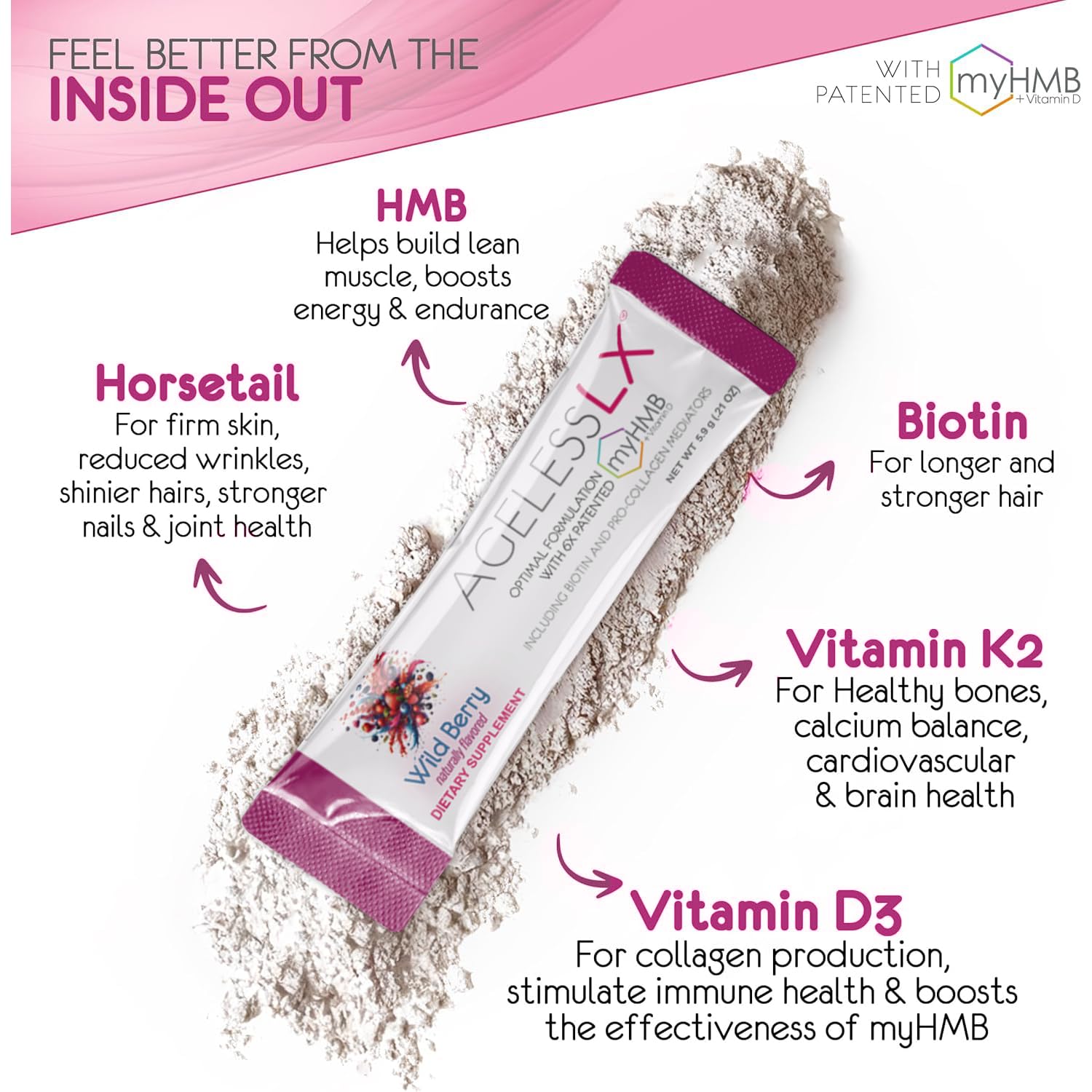 AgelessLX bebida wild berry preparada en vaso, refrescante y nutritiva
