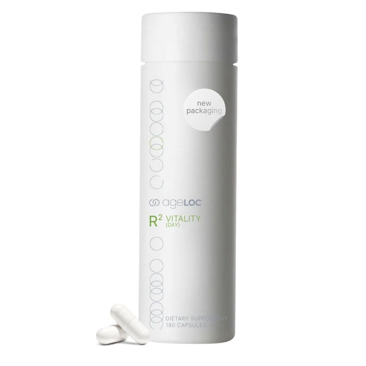 ageLOC R² Vitality Day vista frontal del envase con beneficio de soporte diario