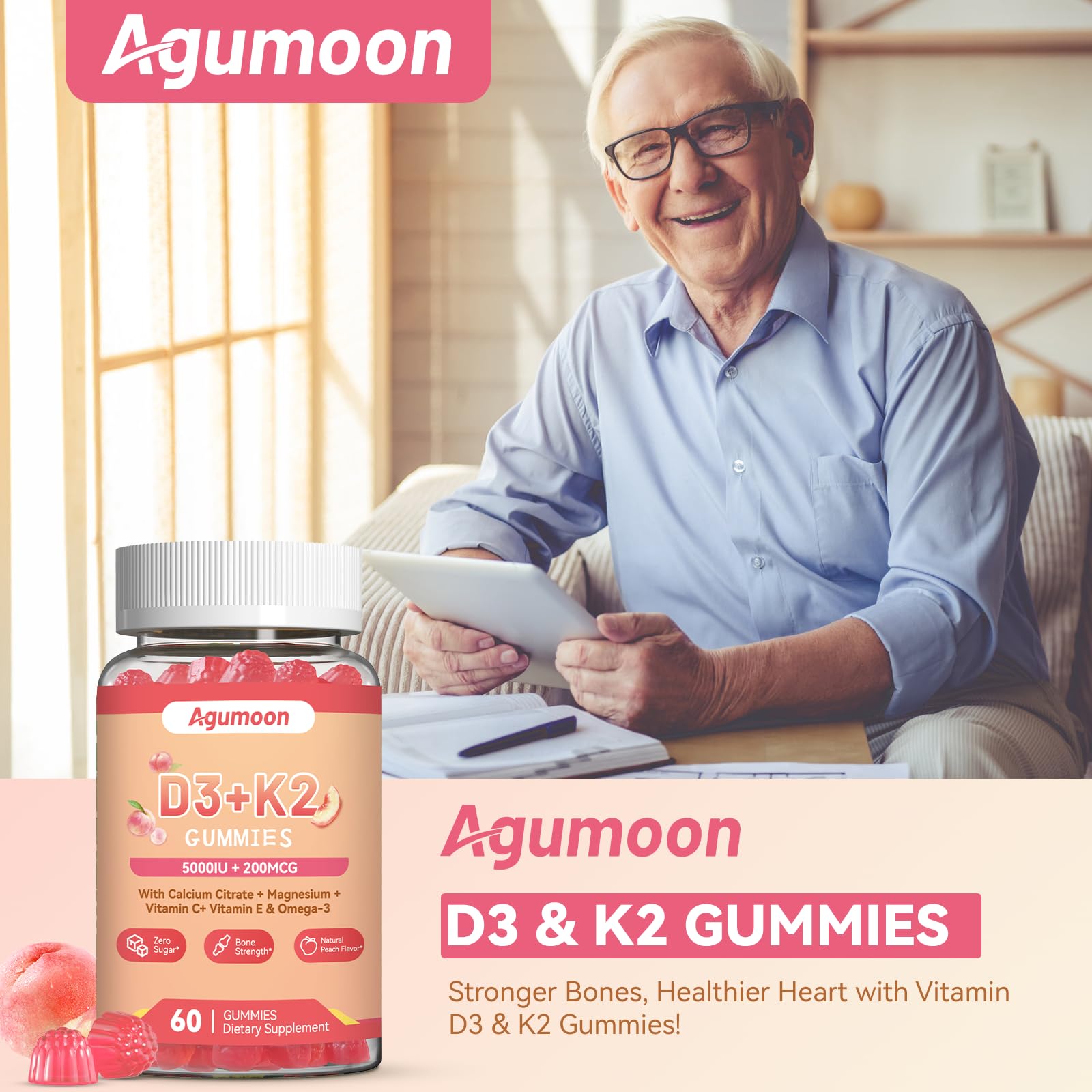 Agumoon gomitas en mano listo para tomar, fácil suplementación diaria
