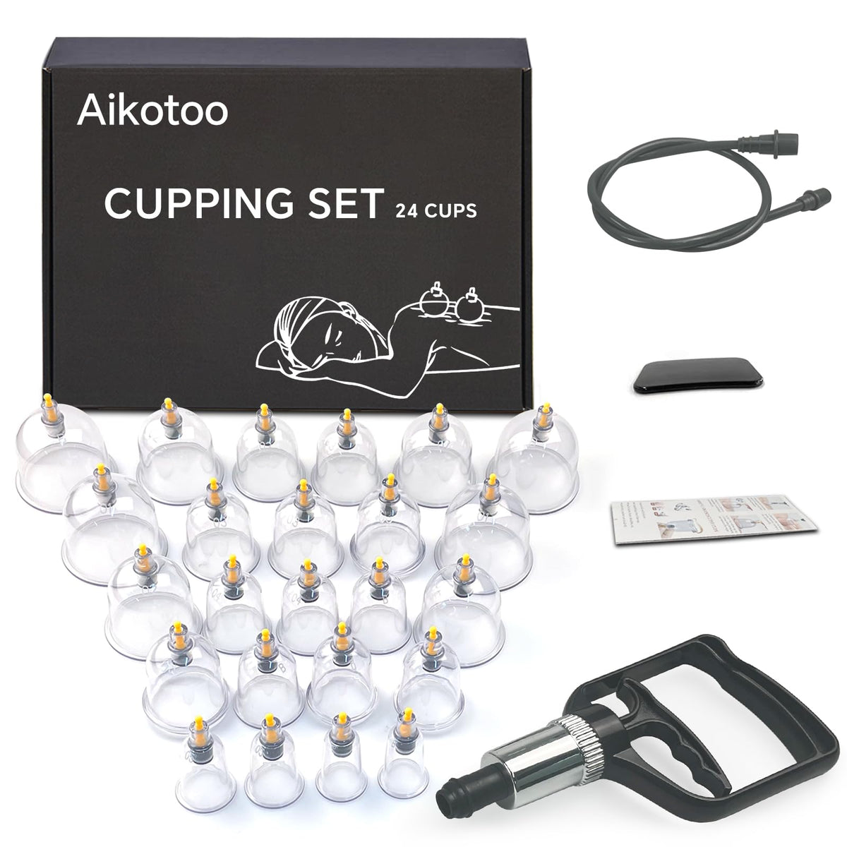 AIKOTOO vista frontal del kit completo con 24 copas mostrando versatilidad