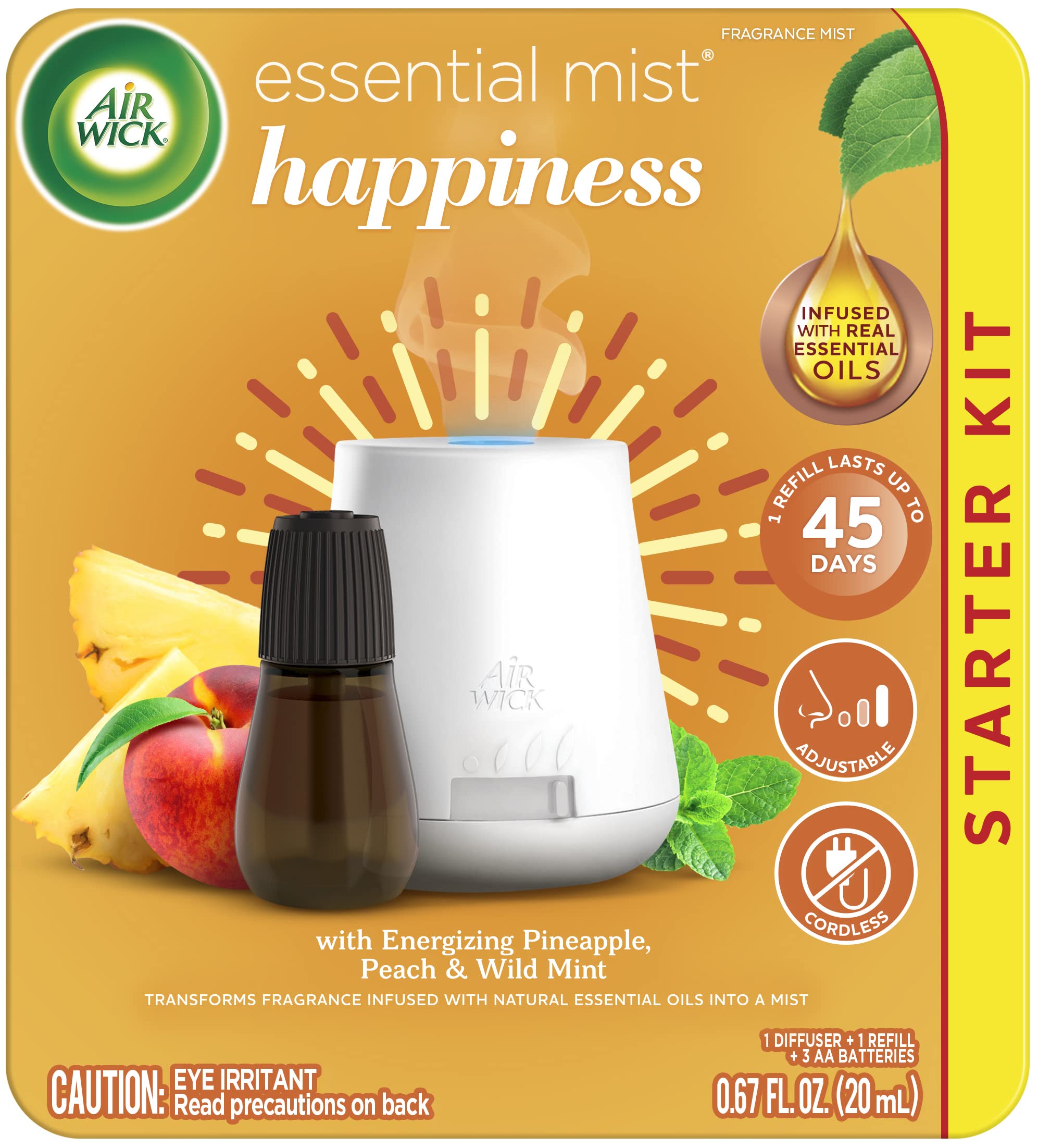 Air Wick difusor frontal mostrando diseño portátil y elegante