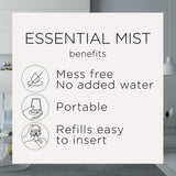 Comparación de tamaño del difusor Air Wick Essential Mist junto a objetos cotidianos, portátil y compacto