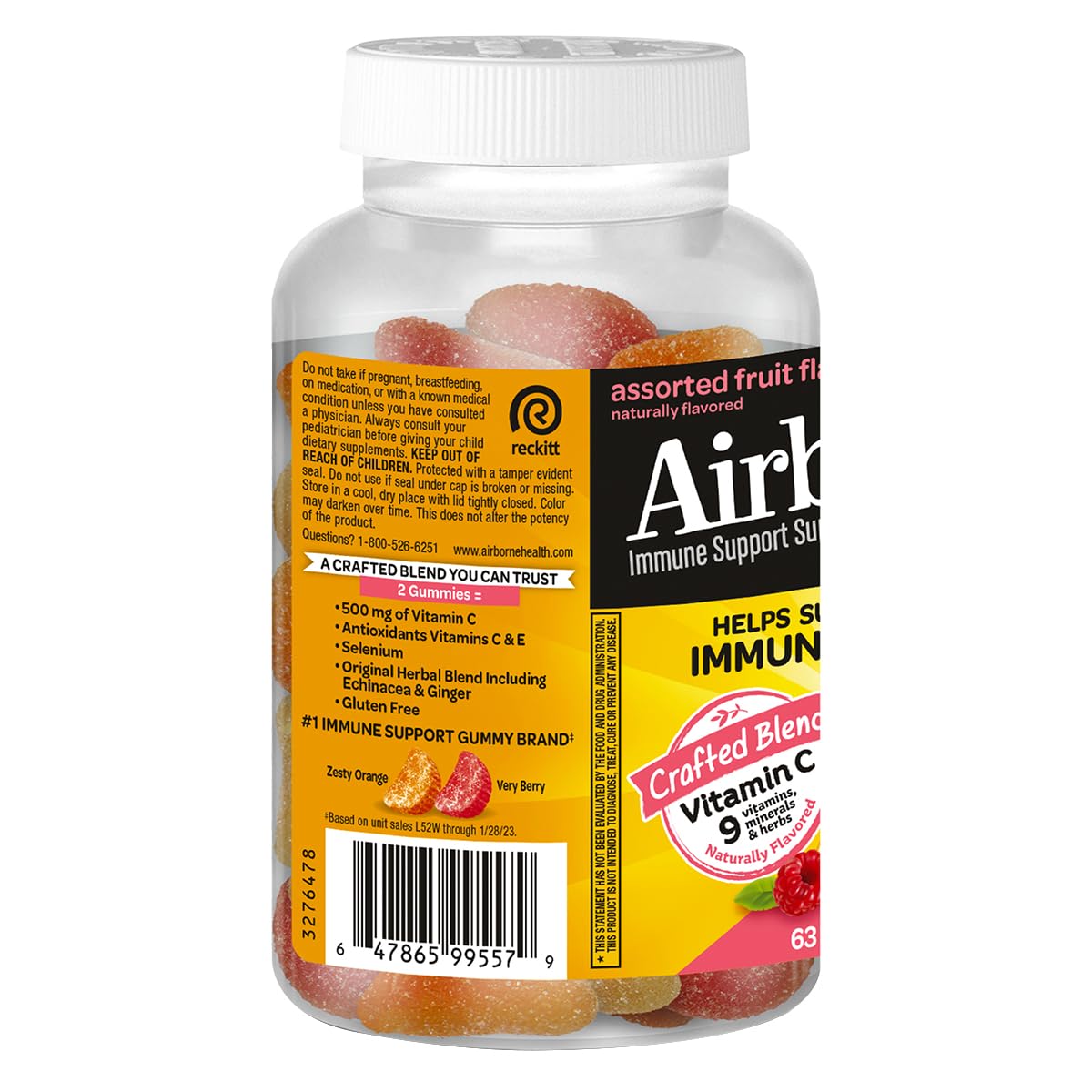 Airborne etiqueta nutricional primer plano para verificar ingredientes