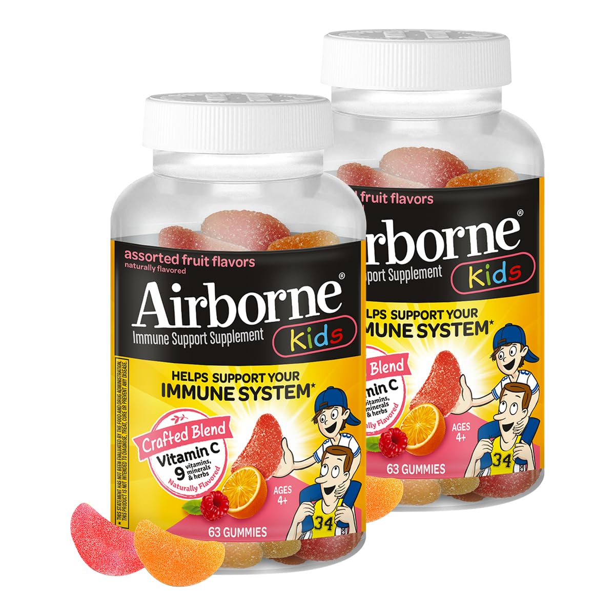 Airborne envase frontal mostrando la marca y beneficios para inmune
