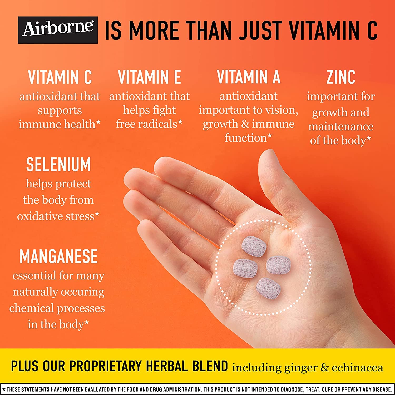 Airborne primer plano de tabletas masticables Very Berry y Citrus para consumo fácil